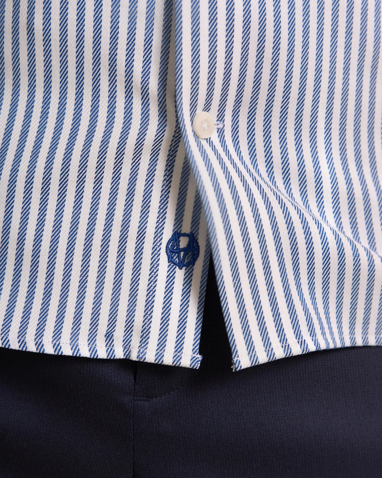 Performance Cotton Twill Stripe Shirt - Performance Cotton Twill Stripe Shirt Navy Stripe