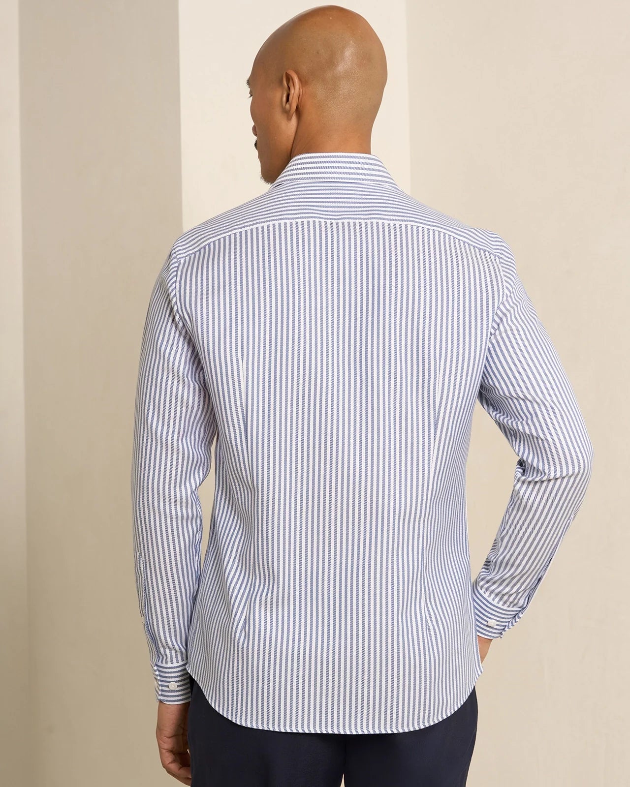 Performance Cotton Twill Stripe Shirt - Performance Cotton Twill Stripe Shirt Navy Stripe