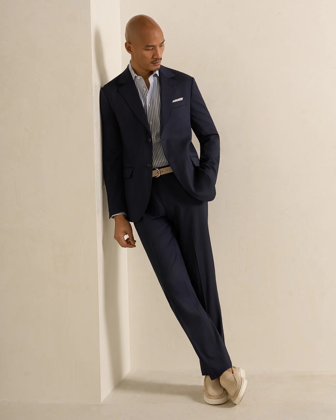 Performance Cotton Twill Stripe Shirt - Performance Cotton Twill Stripe Shirt Navy Stripe