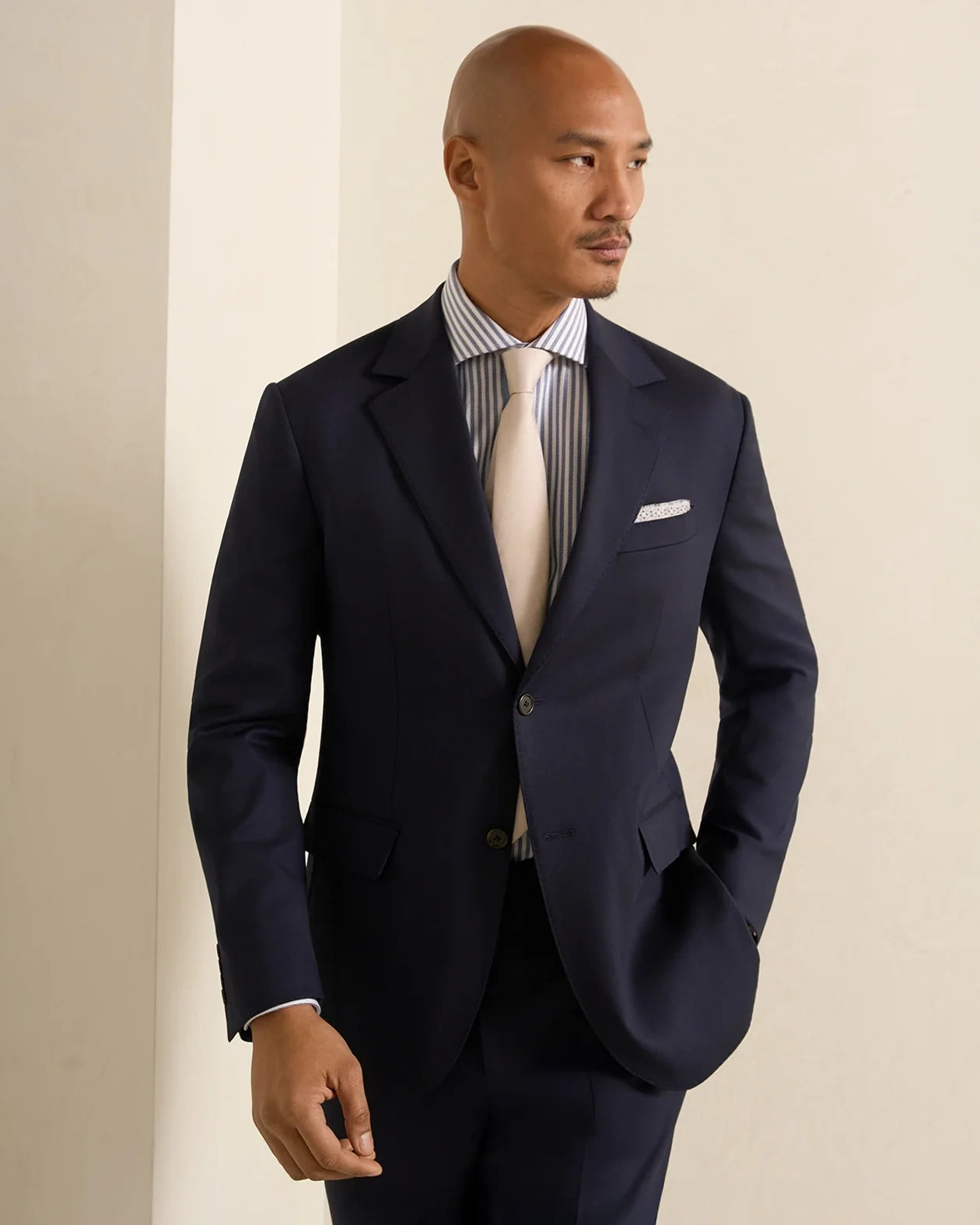 Performance Cotton Twill Stripe Shirt - Performance Cotton Twill Stripe Shirt Navy Stripe