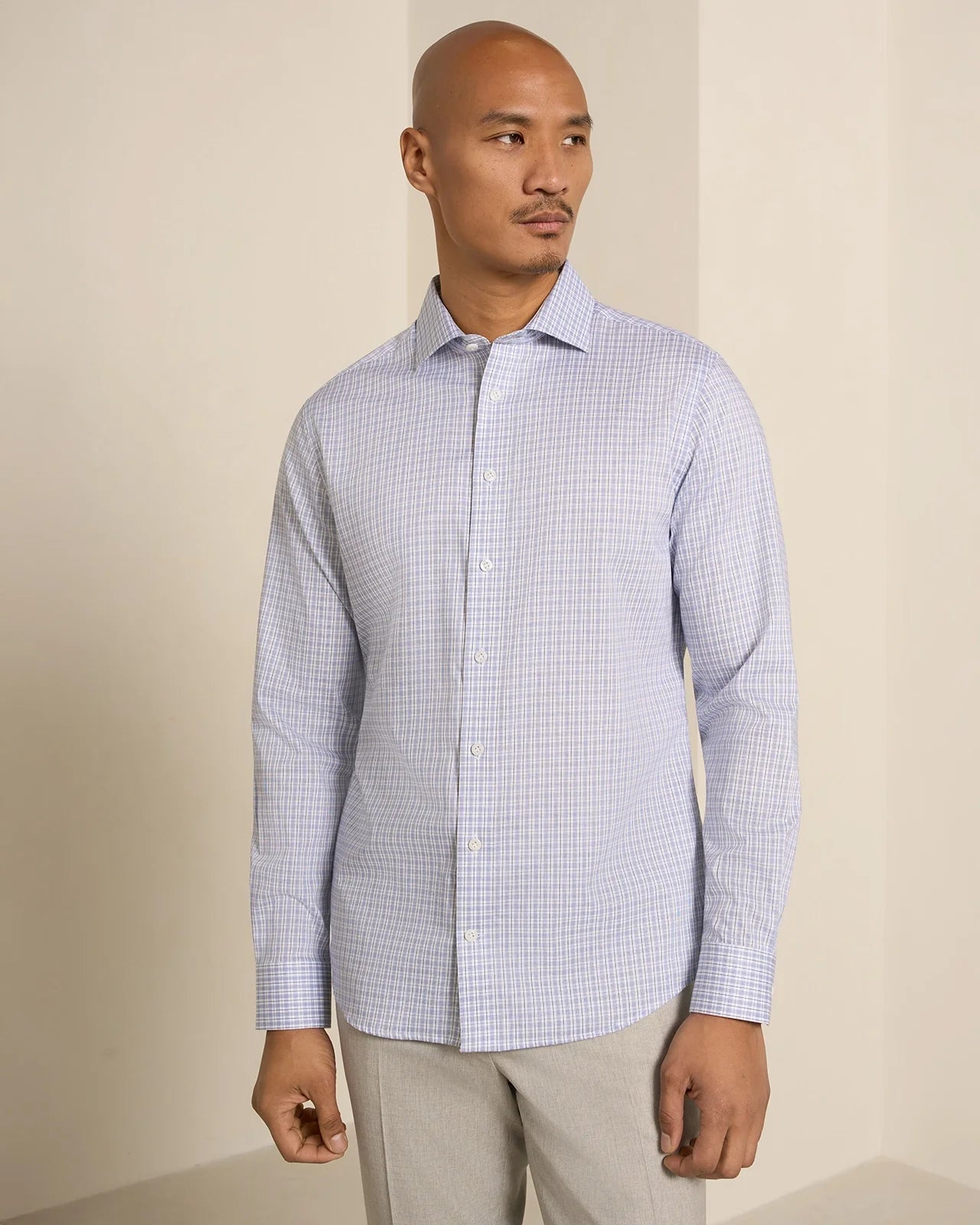 Performance Cotton Check Shirt - Performance Cotton Check Shirt Navy Check