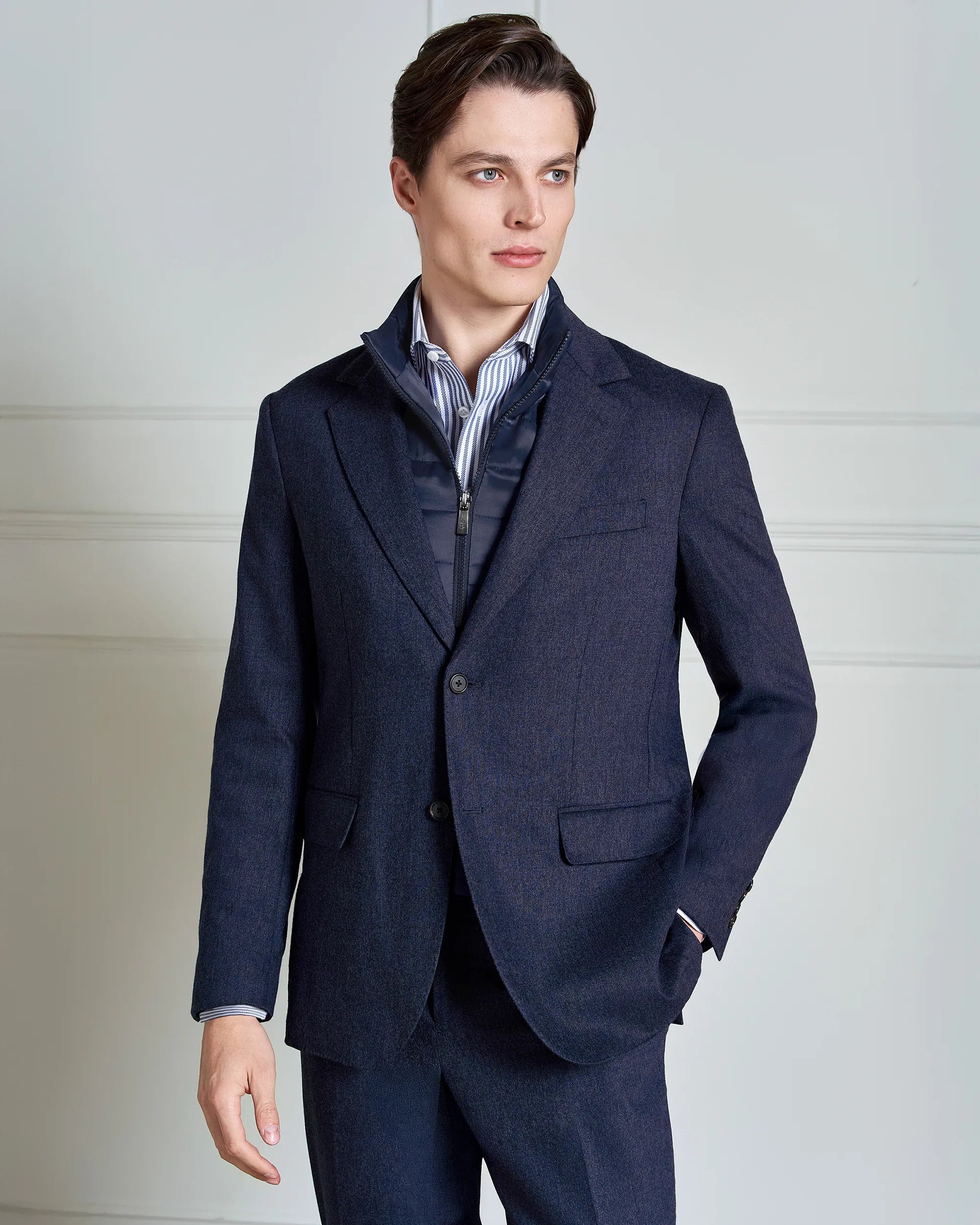 Yorkville Wool Cashmere Fooler Jacket - Yorkville Wool Cashmere Fooler Jacket Navy