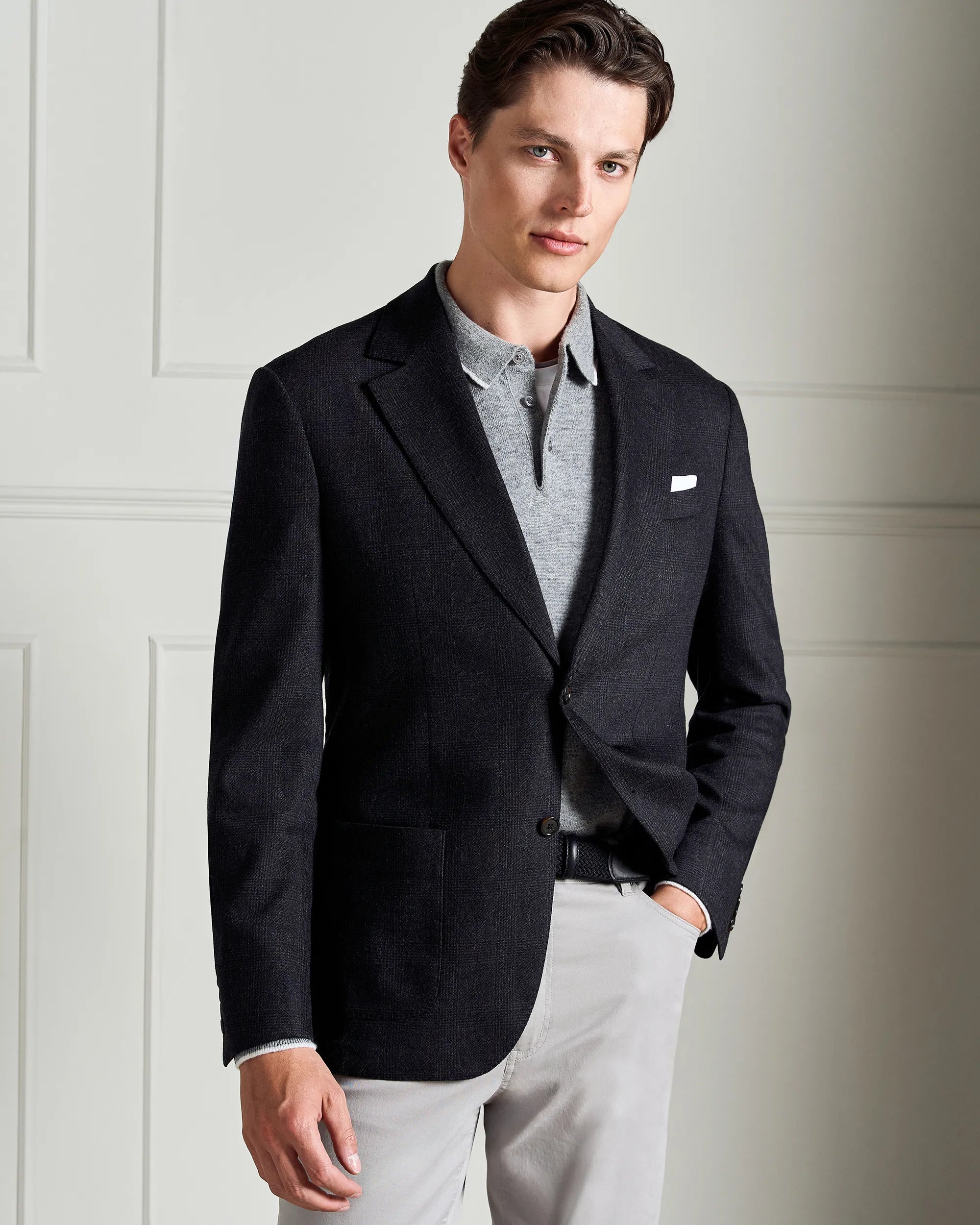 Cortina Long Sleeve Knit Polo - Cortina Long Sleeve Knit Polo Grey