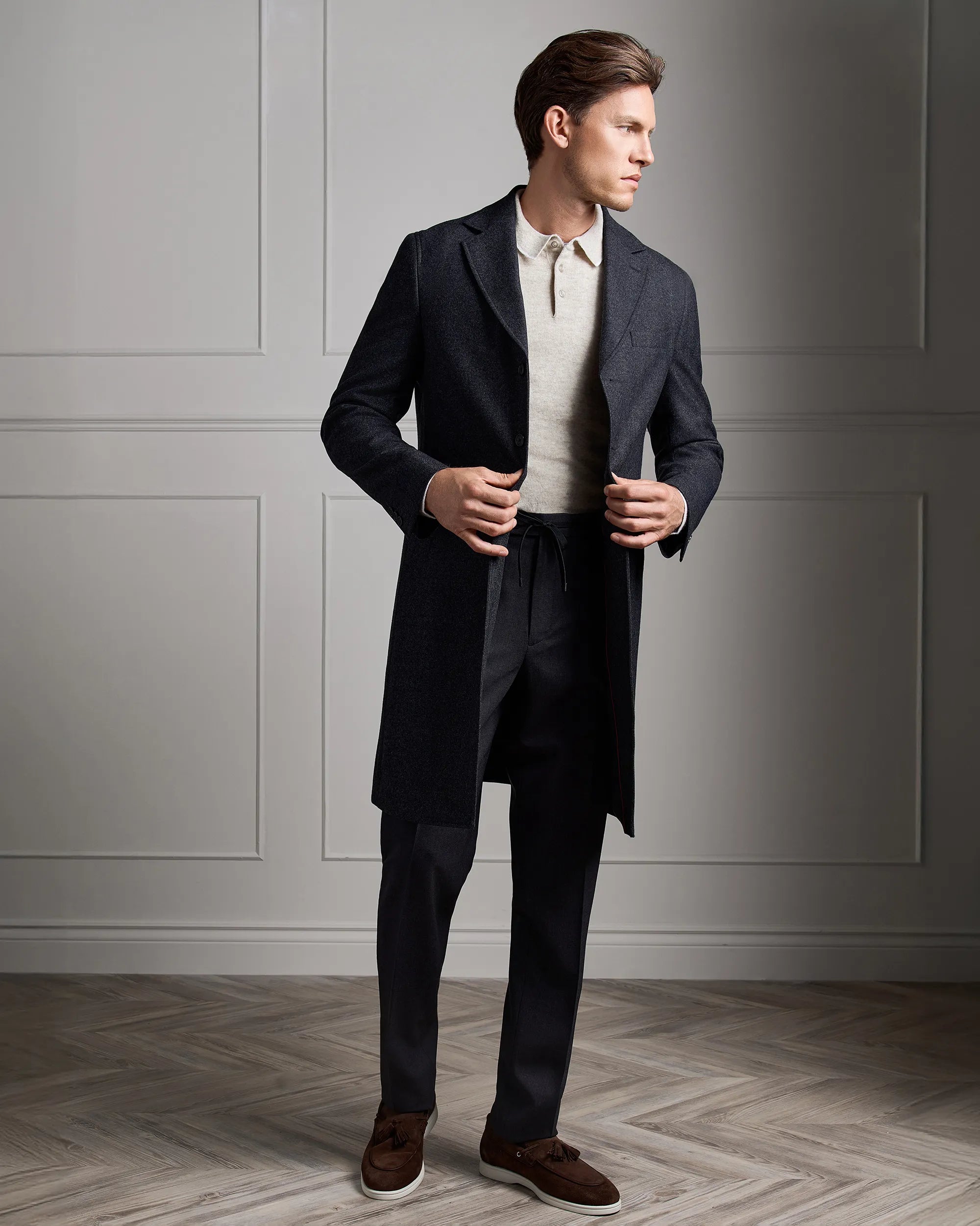 Cortina Long Sleeve Knit Polo - Cortina Long Sleeve Knit Polo Htr Cream