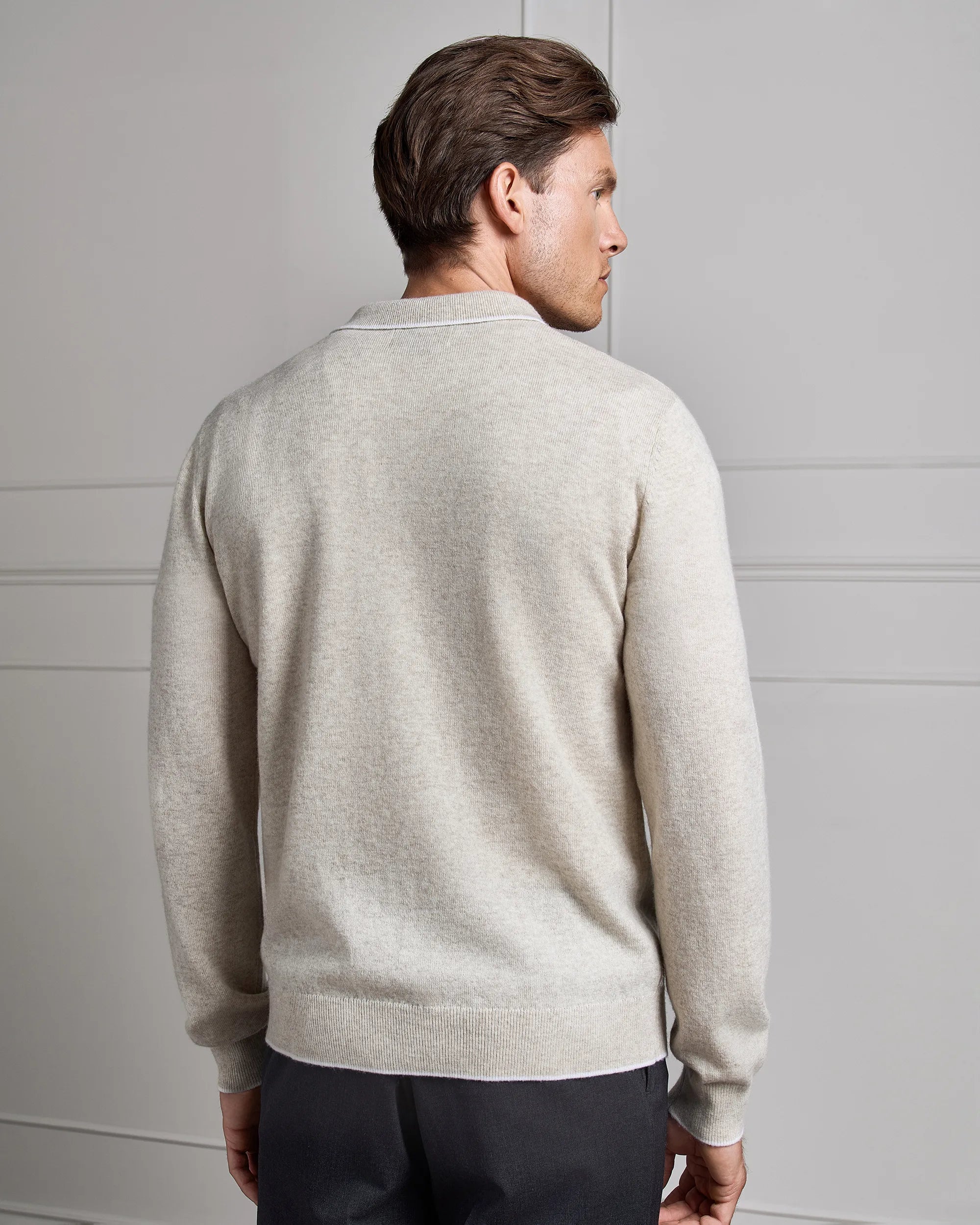 Cortina Long Sleeve Knit Polo - Cortina Long Sleeve Knit Polo Htr Cream