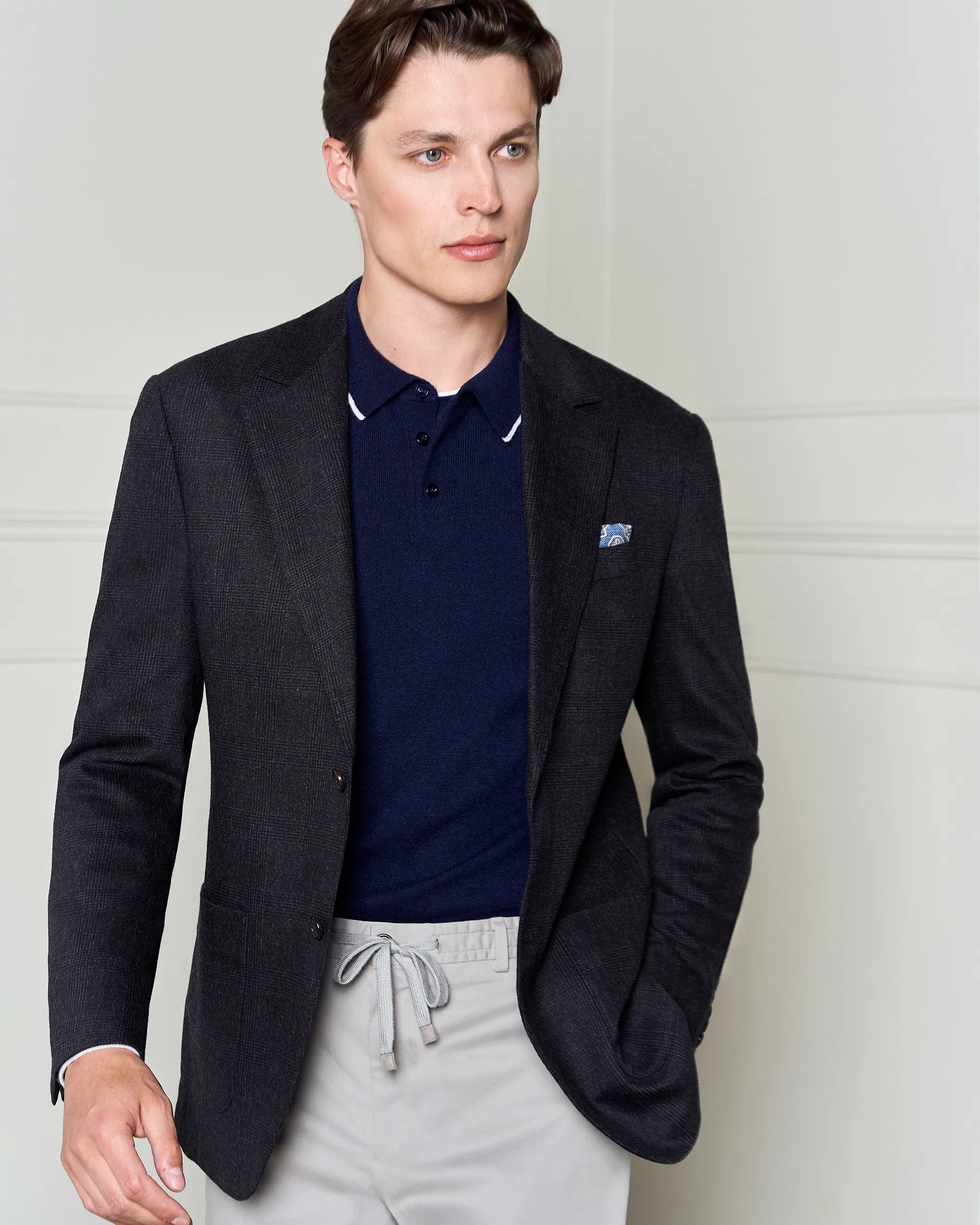 Cortina Long Sleeve Knit Polo - Cortina Long Sleeve Knit Polo Navy