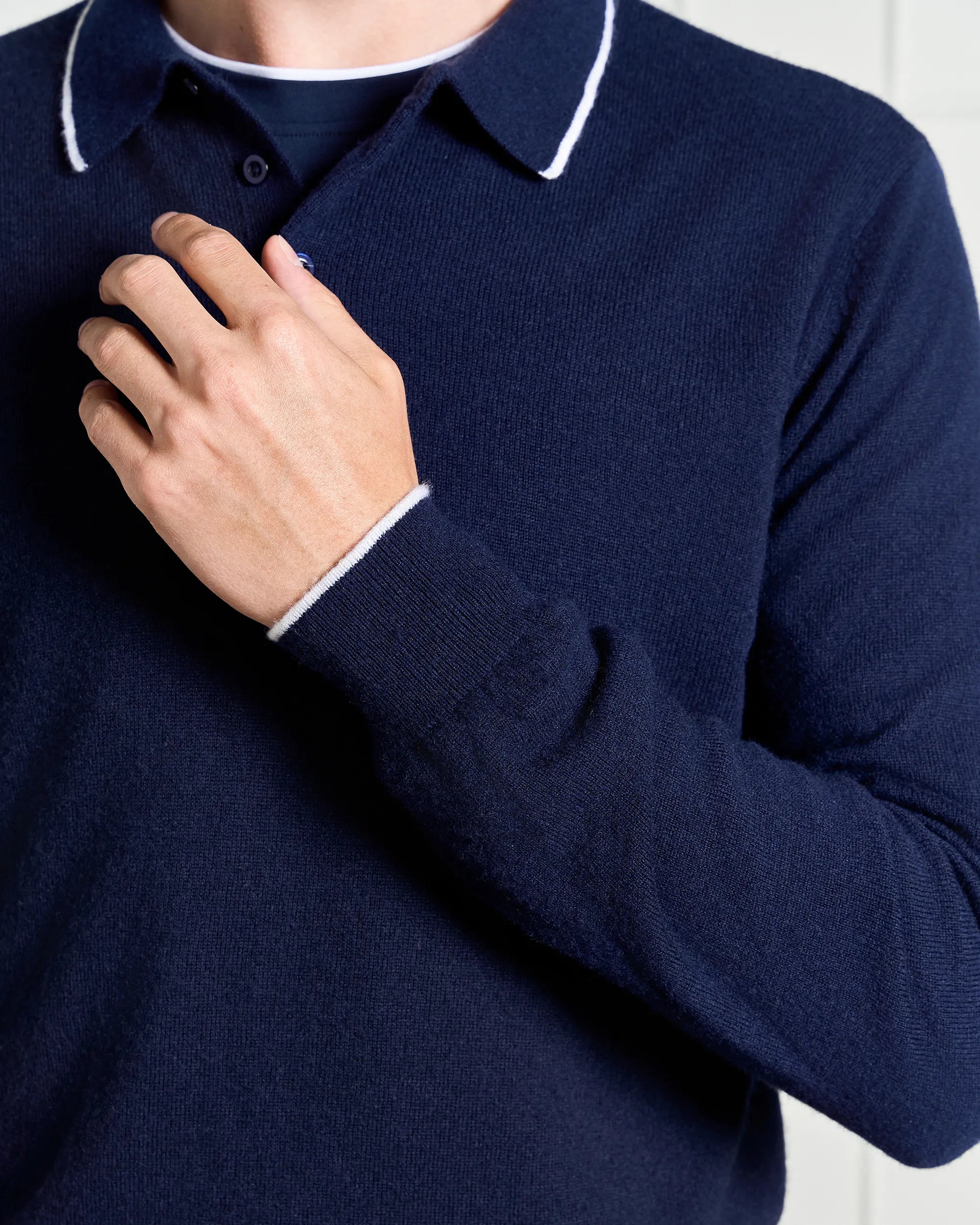 Cortina Long Sleeve Knit Polo - Cortina Long Sleeve Knit Polo Navy