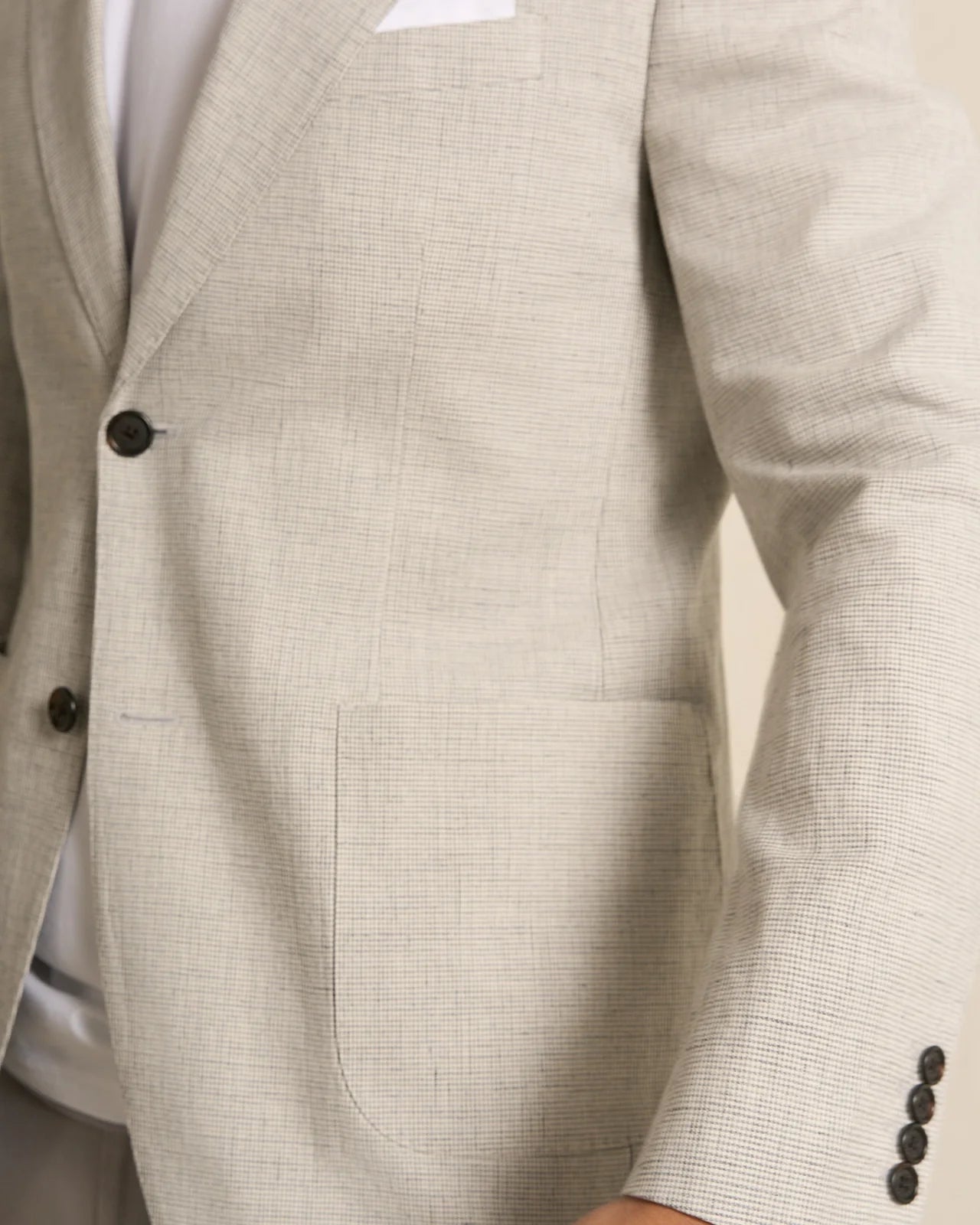 Yorkville Cotton Linen Houndstooth Jacket - Yorkville Cotton Linen Houndstooth Jacket Grey