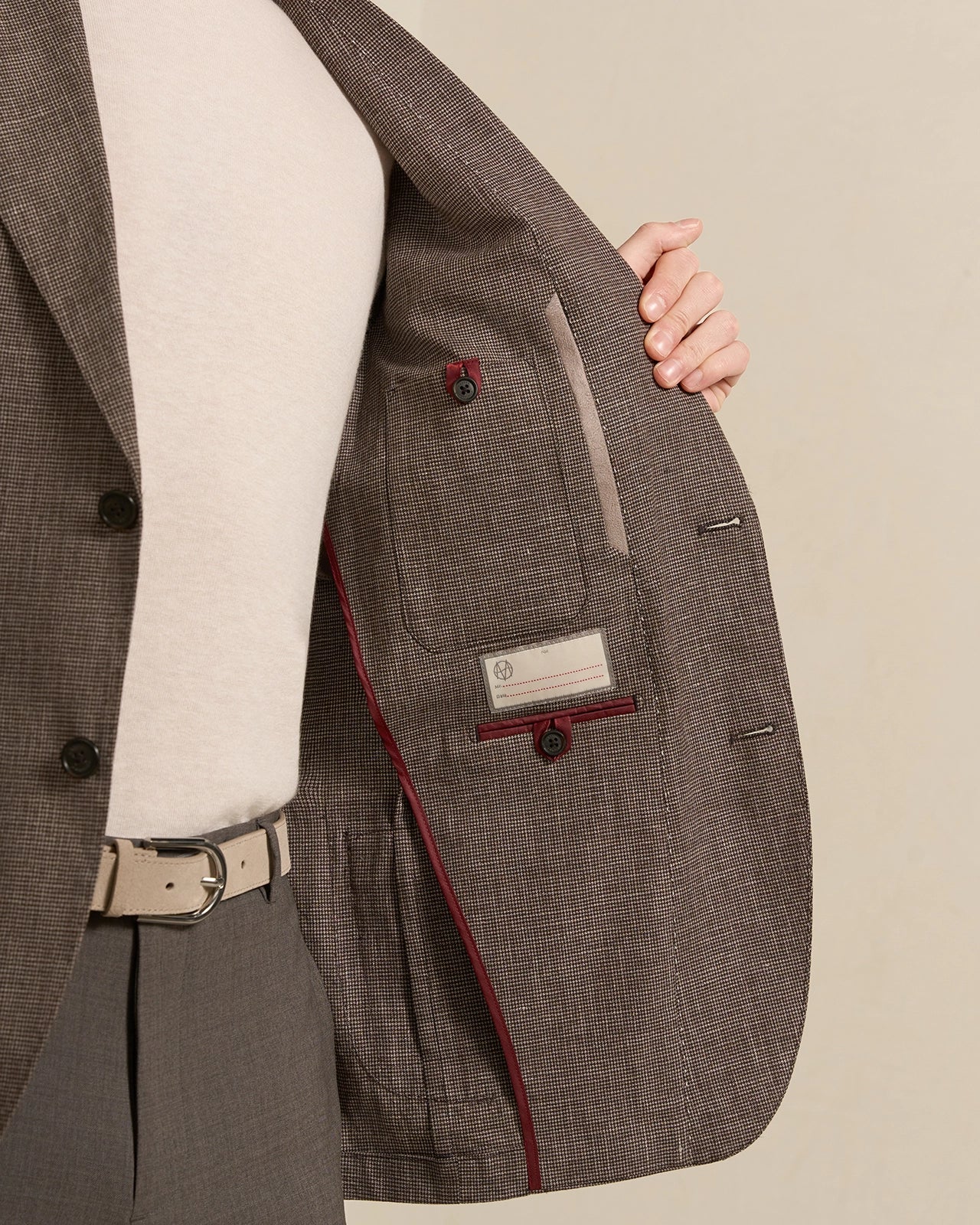 Yorkville Cotton Linen Houndstooth Jacket - Yorkville Cotton Linen Houndstooth Jacket Brown