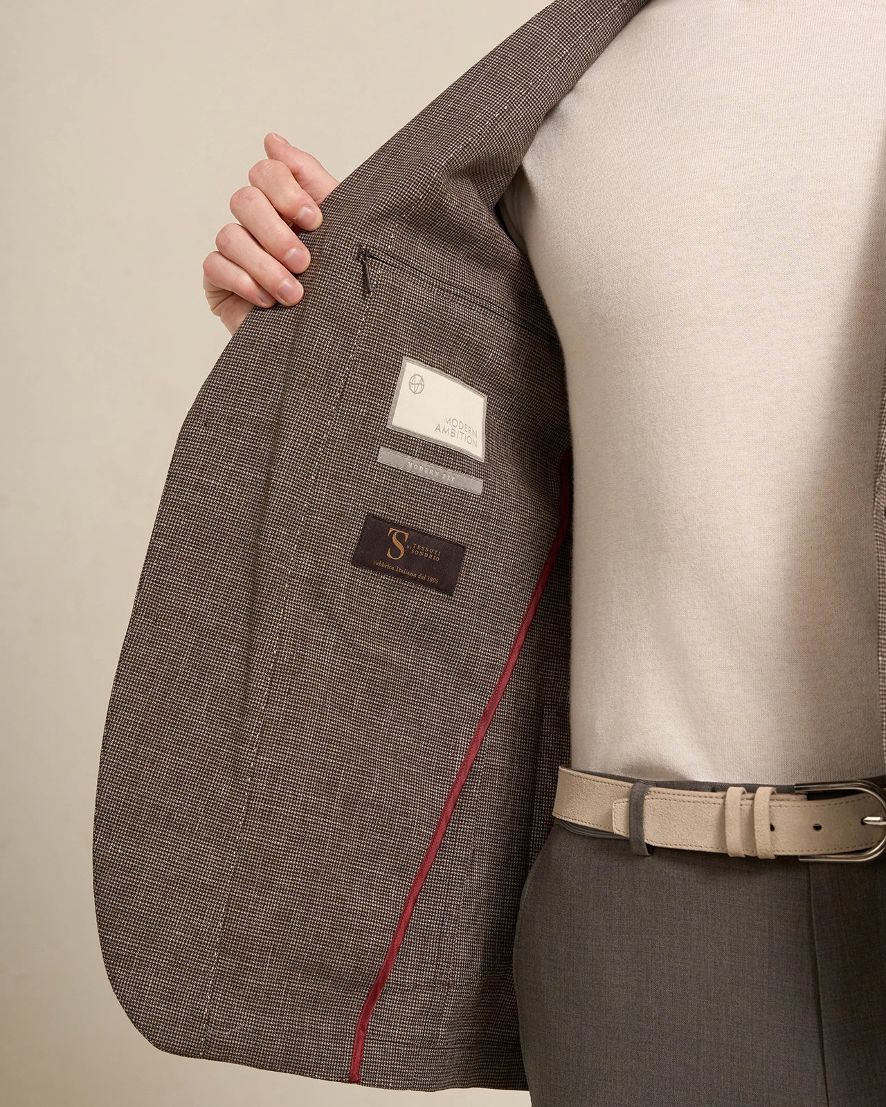 Yorkville Cotton Linen Houndstooth Jacket - Yorkville Cotton Linen Houndstooth Jacket Brown