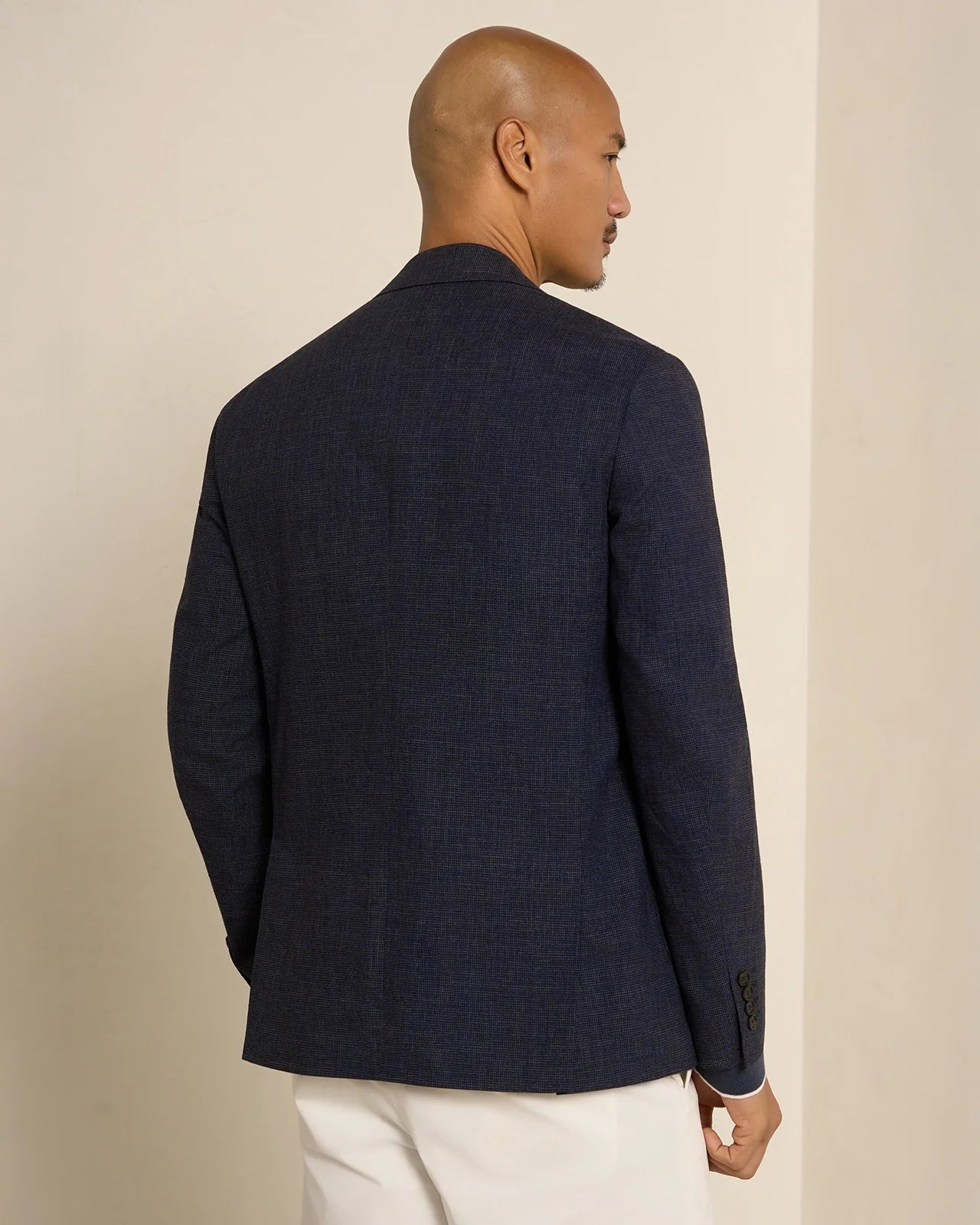 Yorkville Cotton Linen Houndstooth Jacket - Yorkville Cotton Linen Houndstooth Jacket Navy
