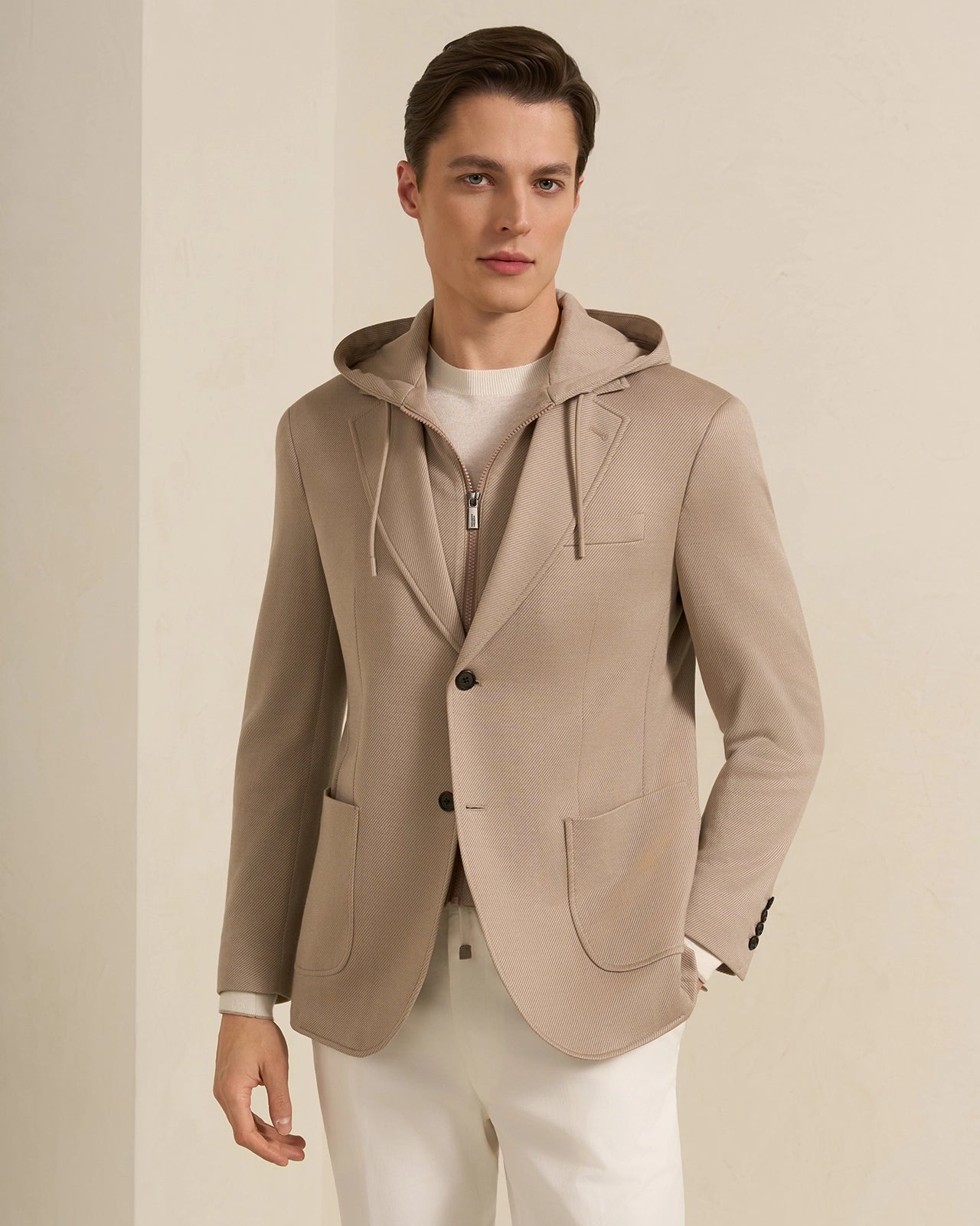 Yorkville Jersey Hooded Jacket - Yorkville Jersey Hooded Jacket Light Brown