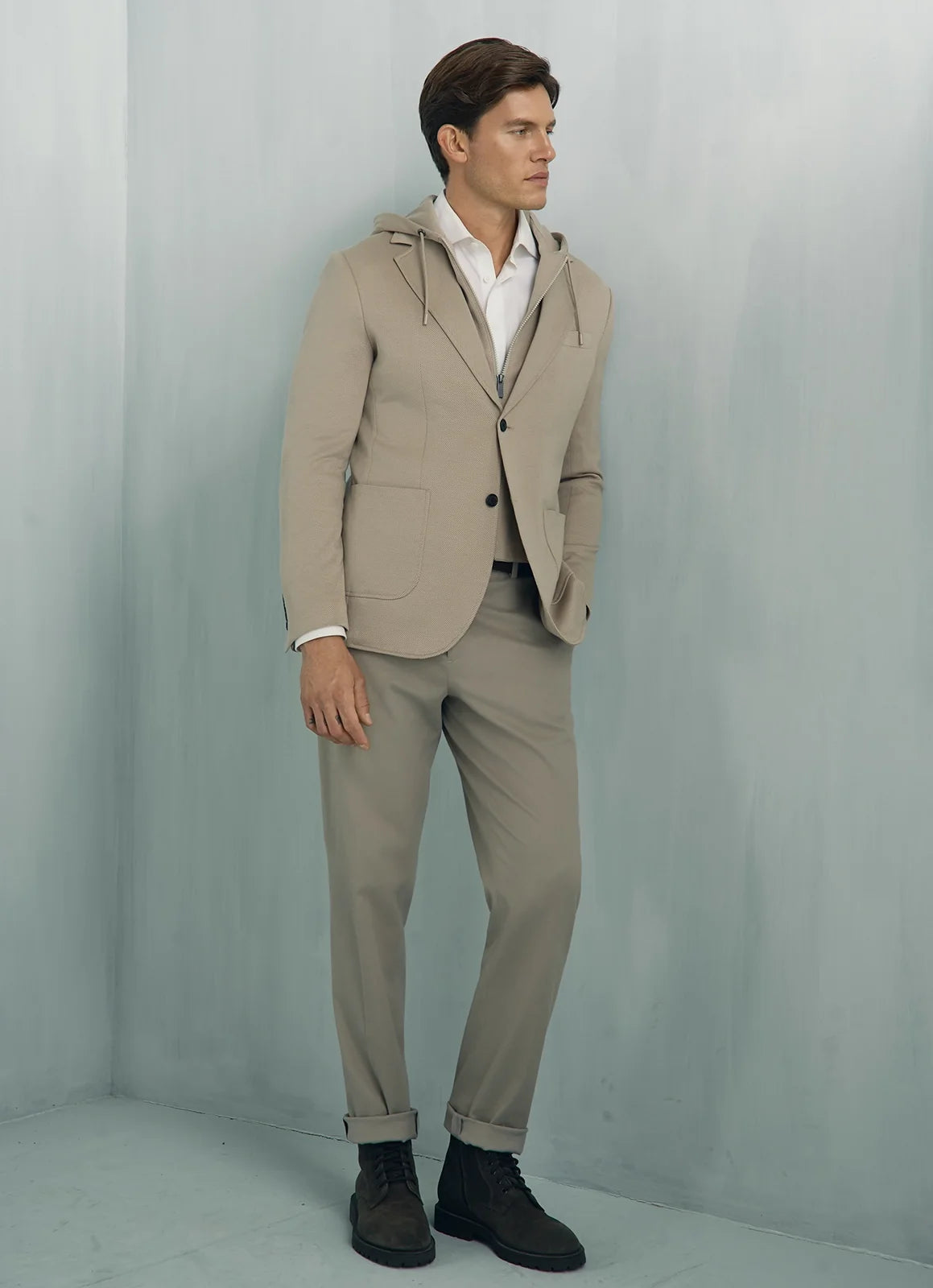 Yorkville Jersey Hooded Jacket - Yorkville Jersey Hooded Jacket Light Brown