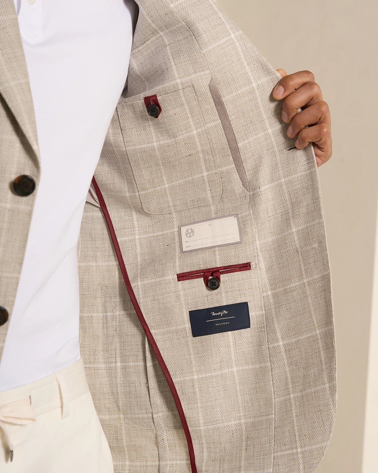 Yorkville Wool Linen Windowpane Jacket - Yorkville Wool Linen Windowpane Jacket Light Brown