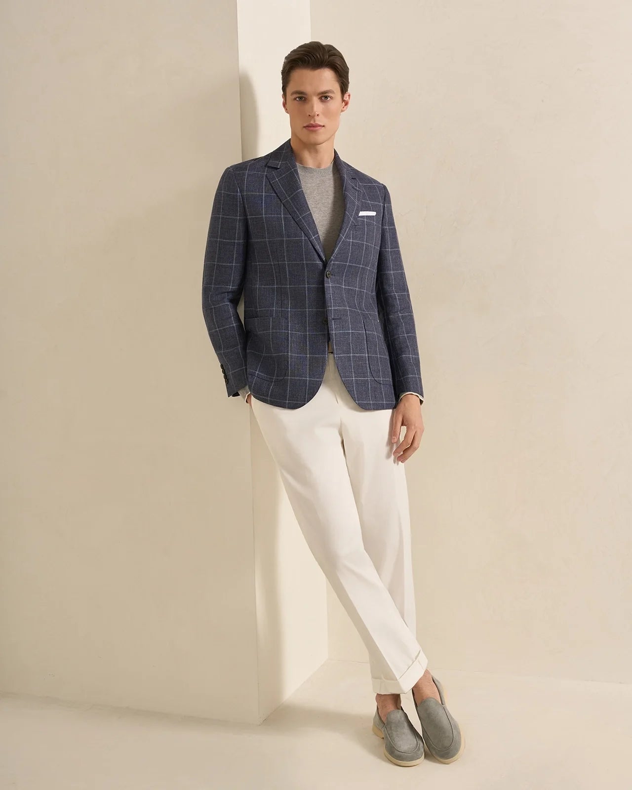 Yorkville Wool Linen Windowpane Jacket - Yorkville Wool Linen Windowpane Jacket Navy