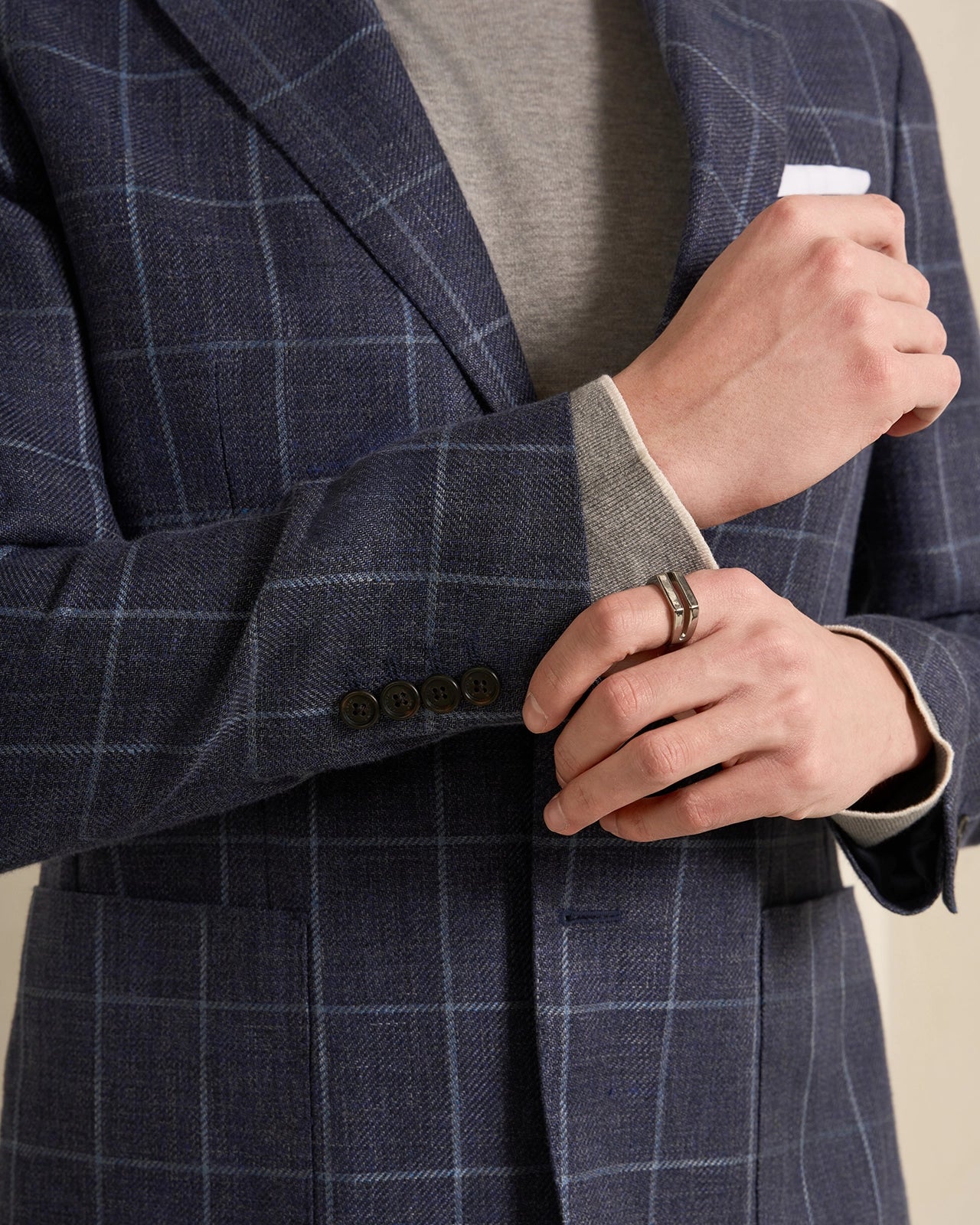 Yorkville Wool Linen Windowpane Jacket - Yorkville Wool Linen Windowpane Jacket Navy