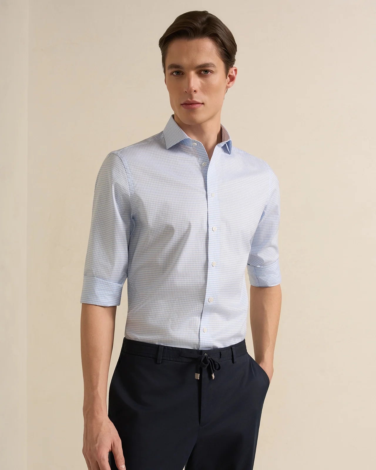 Performance Cotton Gingham Check Shirt - Performance Cotton Gingham Check Shirt Chambray Check