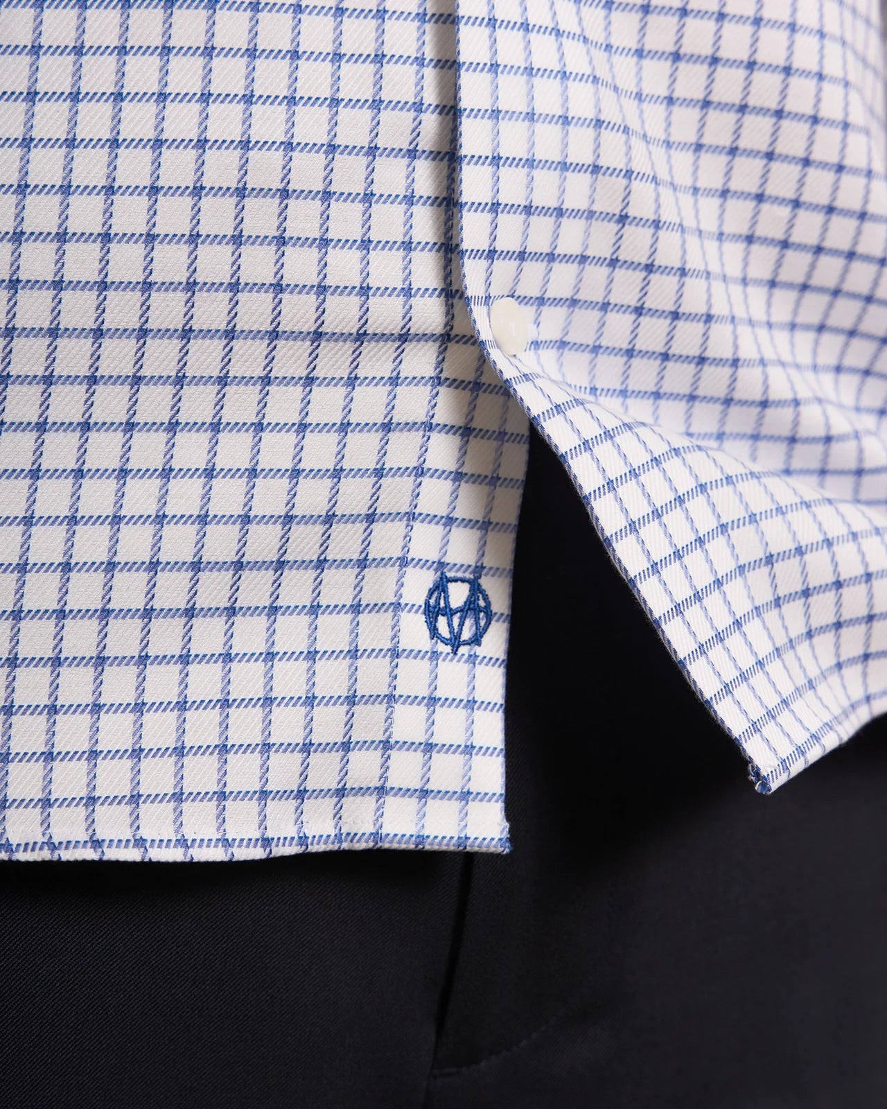 Performance Cotton Twill Check Shirt - Performance Cotton Twill Check Shirt Navy Twill Check