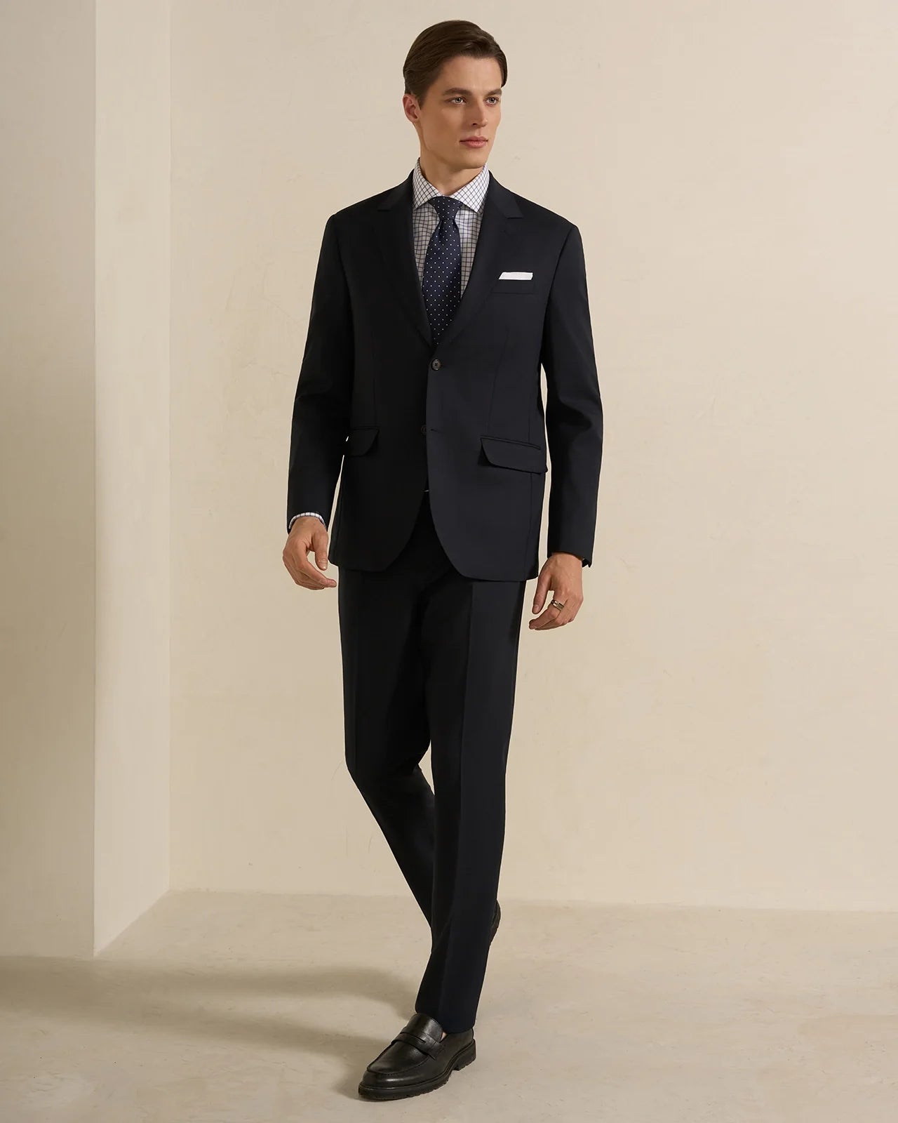 Performance Cotton Twill Check Shirt - Performance Cotton Twill Check Shirt Navy Twill Check