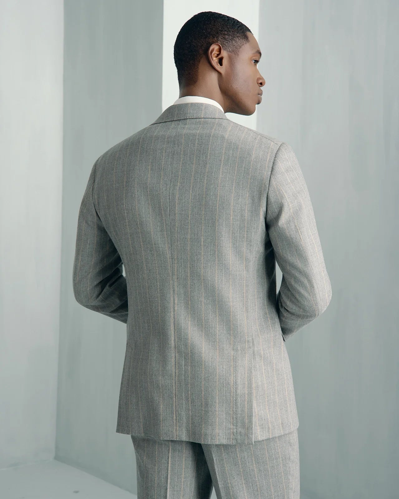 Malpensa Wool Cashmere 2-Tone Stripe Suit - Malpensa Wool Cashmere 2-Tone Stripe Suit Grey