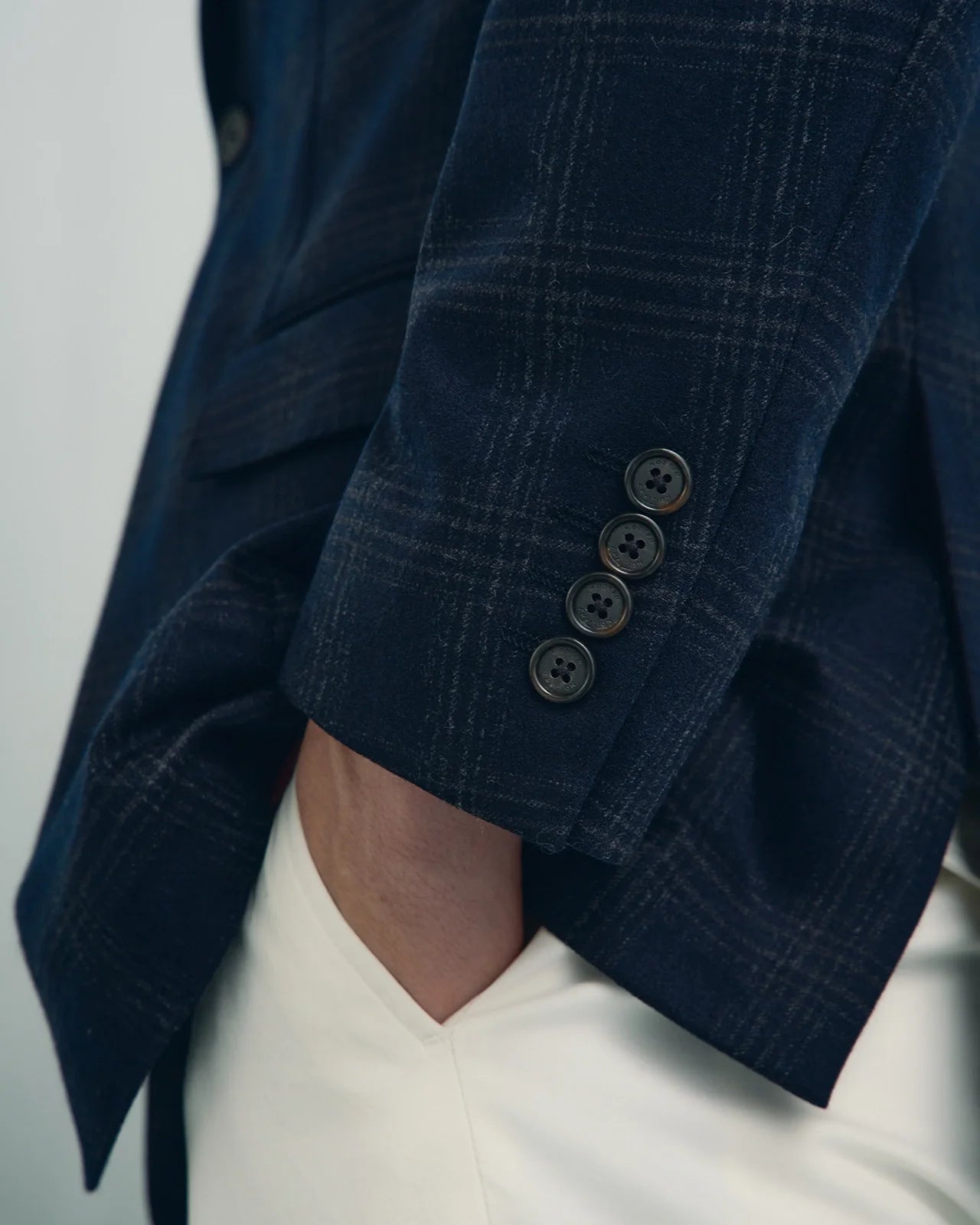 Malpensa Wool Cashmere Wide Check Jacket - Malpensa Wool Cashmere Wide Check Jacket Navy