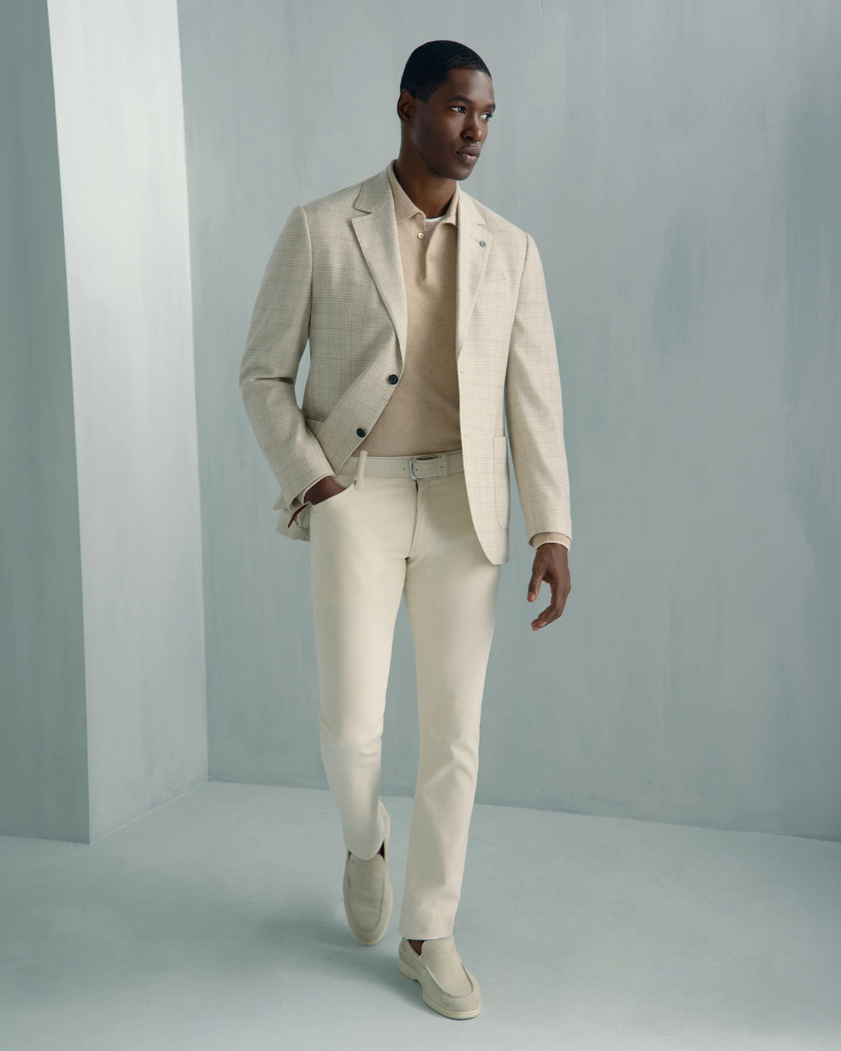 Yorkville Wool Cashmere Silk Check Jacket - Yorkville Wool Cashmere Silk Check Jacket Cream
