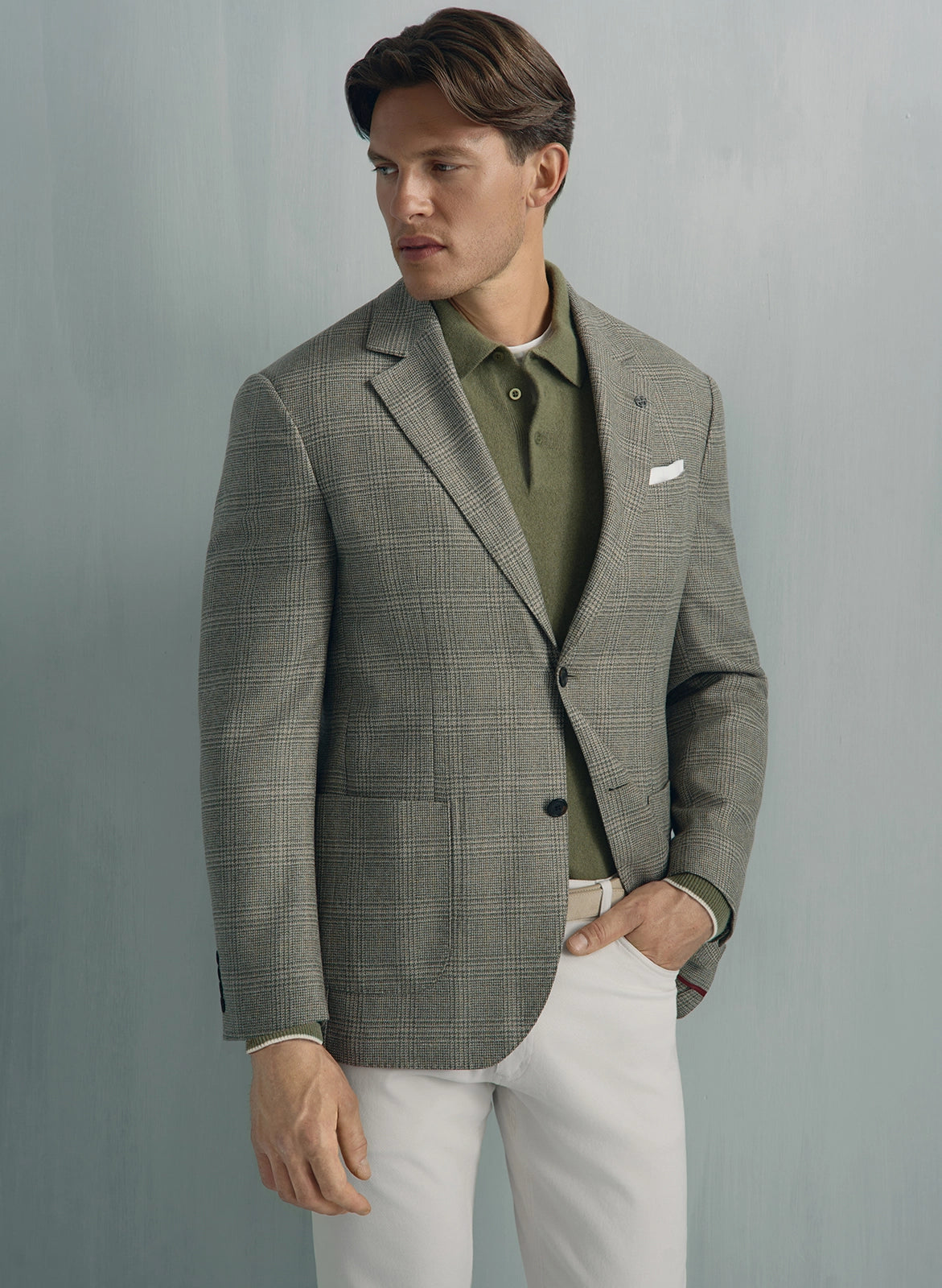 Yorkville Wool Cashmere Silk Check Jacket - Yorkville Wool Cashmere Silk Check Jacket Sage