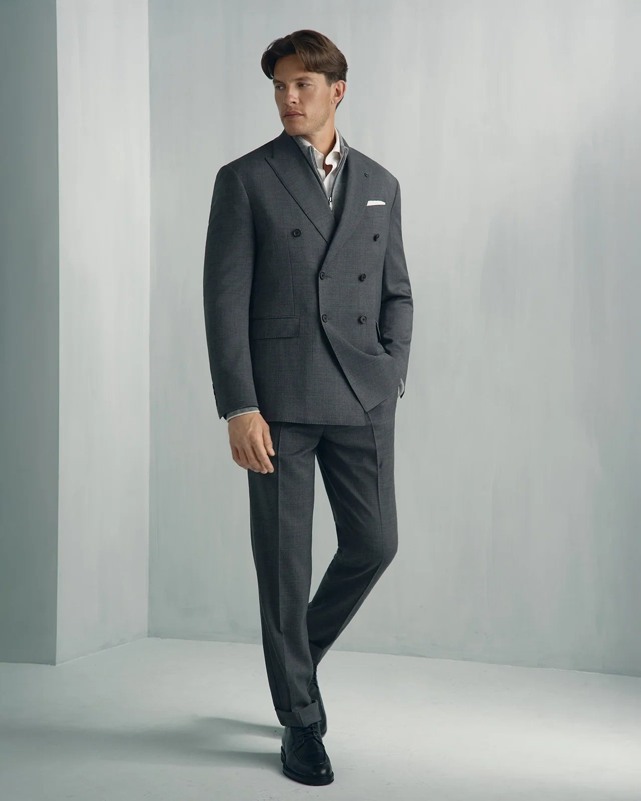 Linate Wool Check Suit - Linate Wool Check Suit Charcoal