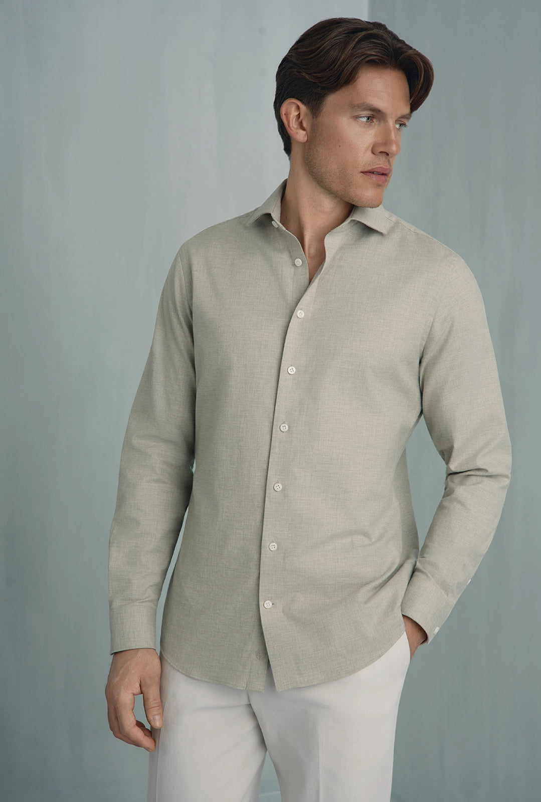 Performance Cotton Mélange Shirt - Performance Cotton Mélange Shirt Melange Sage