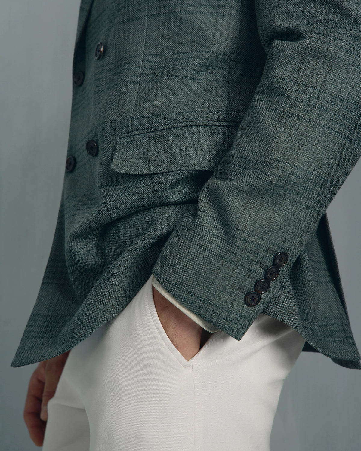 Linate Saxony Wool Check Jacket - Linate Saxony Wool Check Jacket Sage