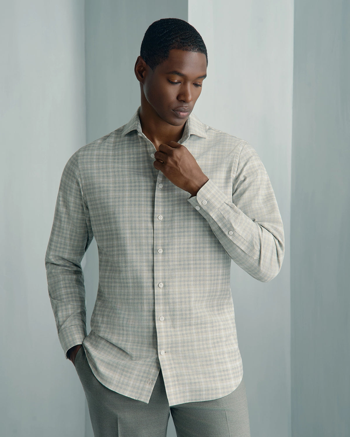 Performance Cotton Everyday Shirt - Performance Cotton Everyday Shirt Sage Melange Check