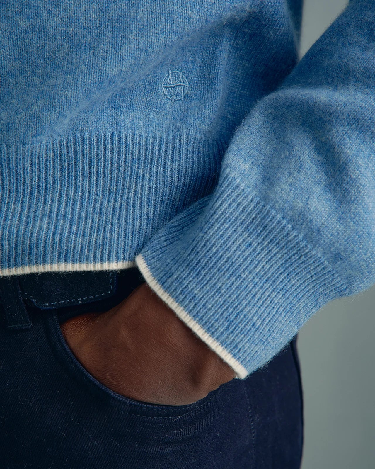 Chamonix Cashmere Long Sleeve Knit Polo - Chamonix Cashmere Long Sleeve Knit Polo Blue