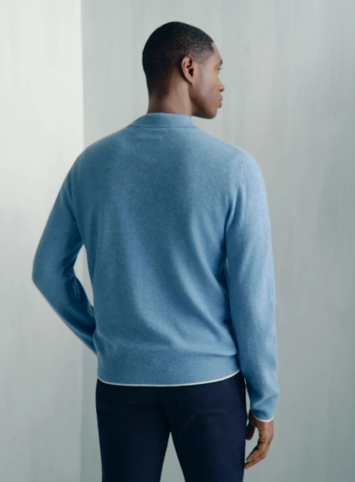 Chamonix Cashmere Long Sleeve Knit Polo - Chamonix Cashmere Long Sleeve Knit Polo Blue