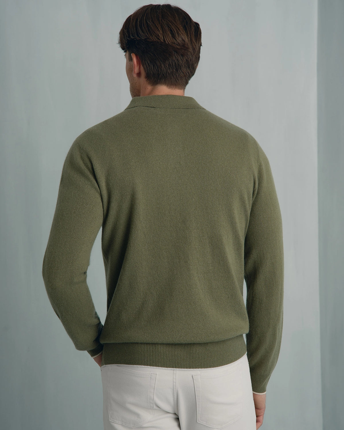 Chamonix Cashmere Long Sleeve Knit Polo - Chamonix Cashmere Long Sleeve Knit Polo Sage