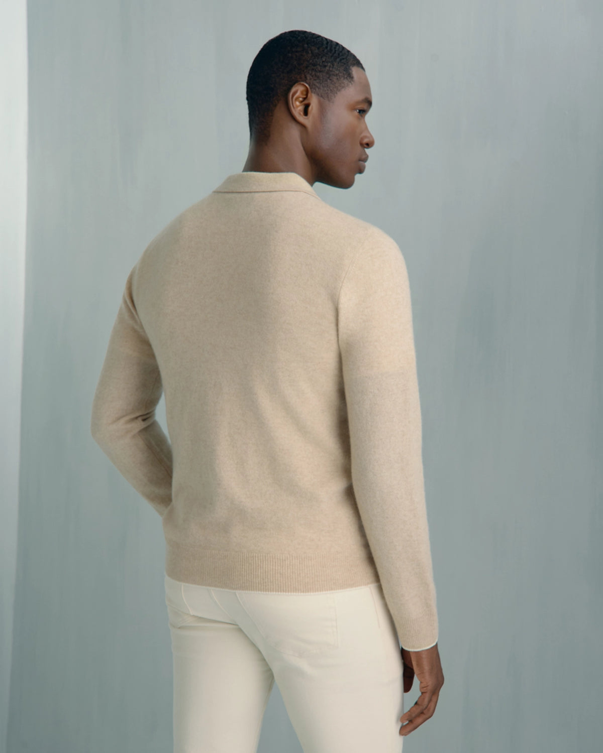 Chamonix Cashmere Long Sleeve Knit Polo - Chamonix Cashmere Long Sleeve Knit Polo Htr Cream