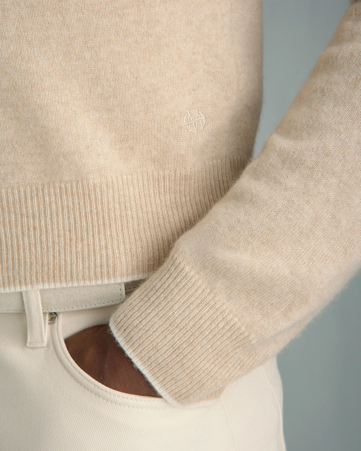 Chamonix Cashmere Long Sleeve Knit Polo - Chamonix Cashmere Long Sleeve Knit Polo Htr Cream