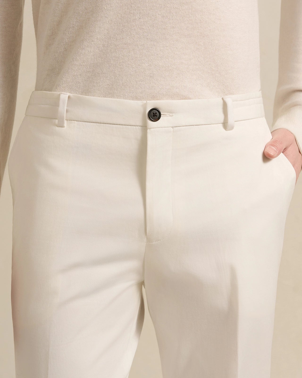 Como Pima Cotton Chino - Como Pima Cotton Chino White