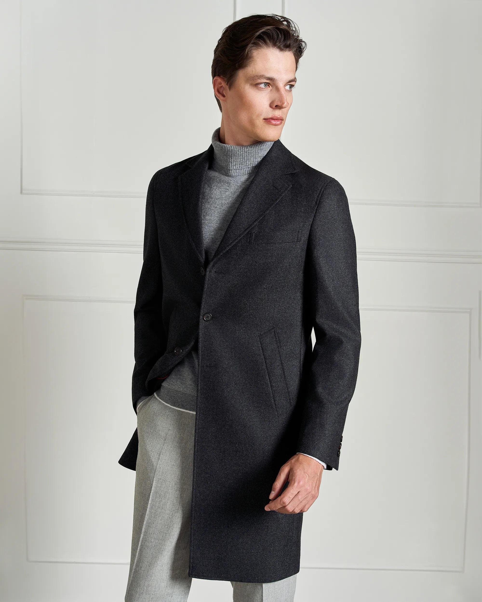 Milano Wool Cashmere Overcoat - Milano Wool Cashmere Overcoat Charcoal
