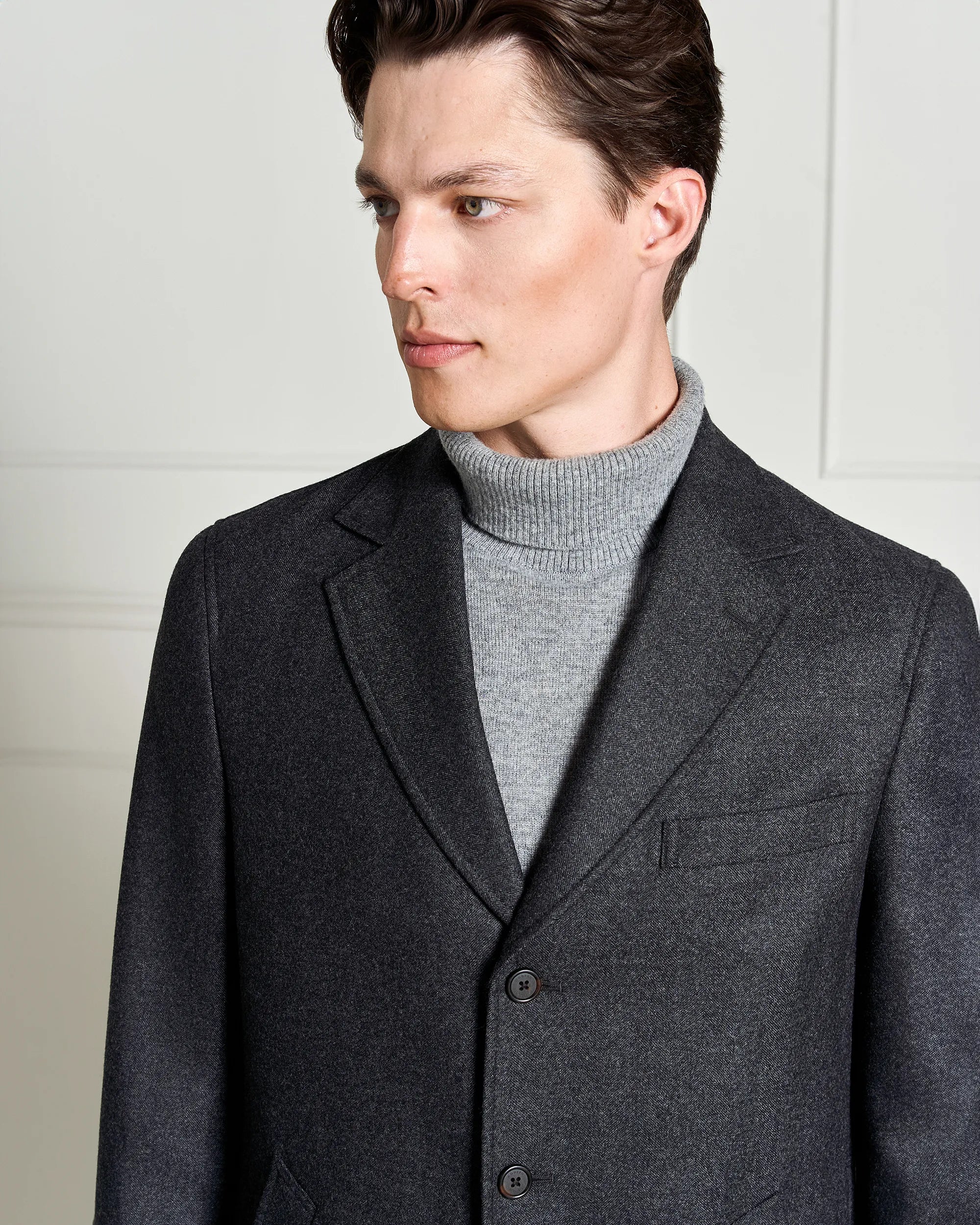 Milano Wool Cashmere Overcoat - Milano Wool Cashmere Overcoat Charcoal