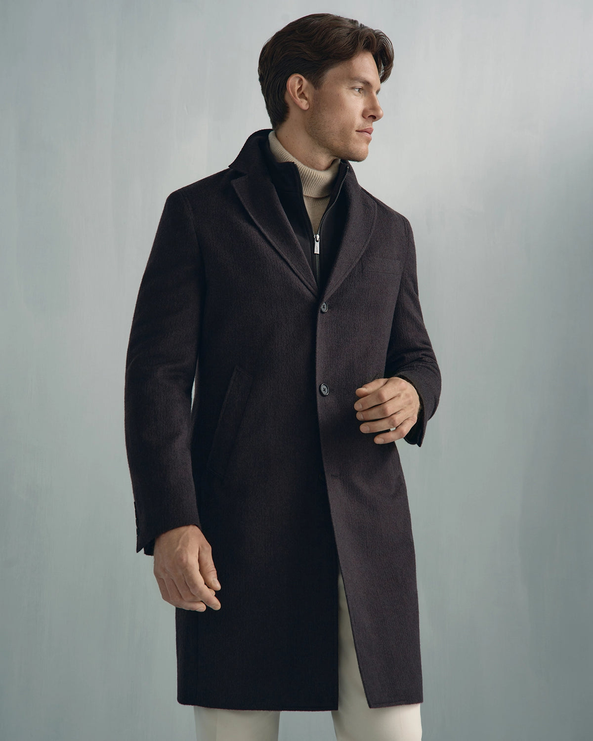 Milano Wool Mohair Overcoat - Milano Wool Mohair Overcoat Dark Merlot
