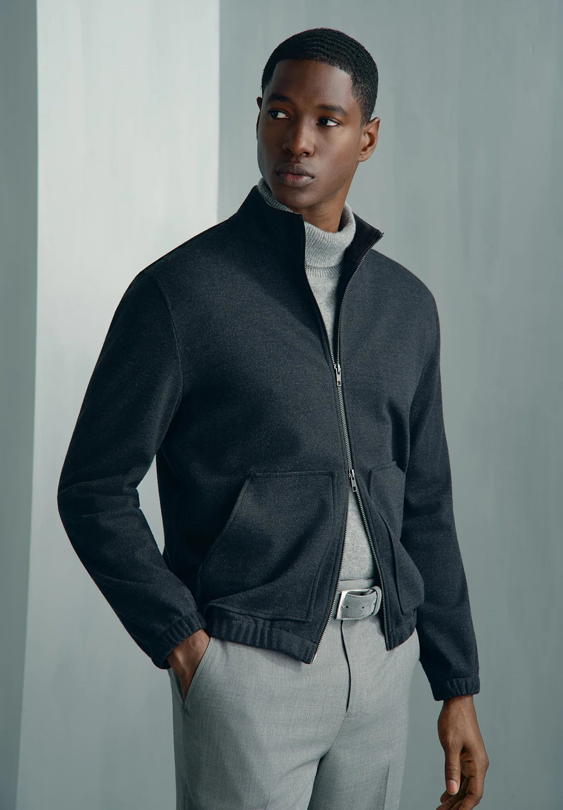 Kingston Wool Bomber Jacket - Kingston Wool Bomber Jacket Charcoal