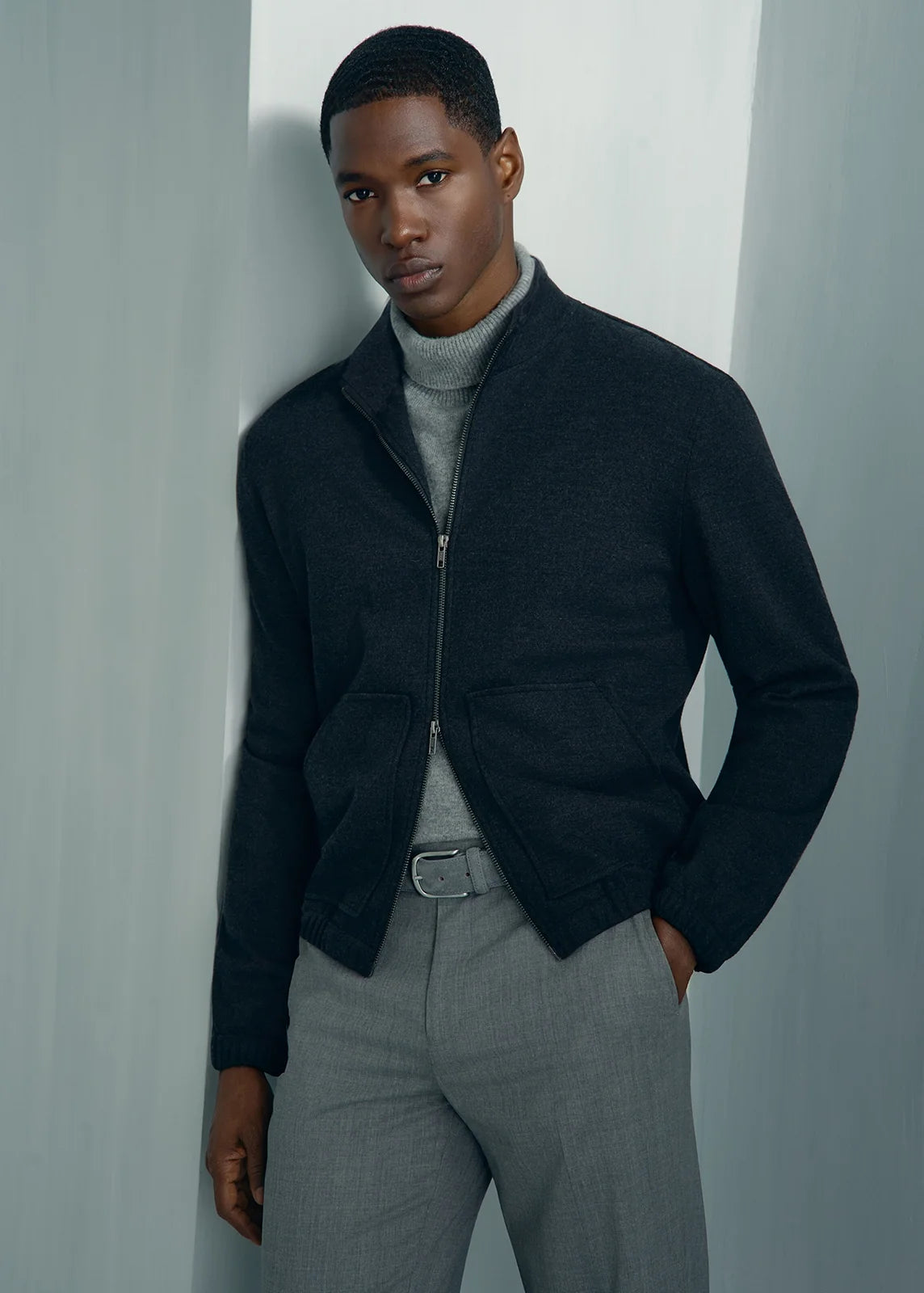 Kingston Wool Bomber Jacket - Kingston Wool Bomber Jacket Charcoal