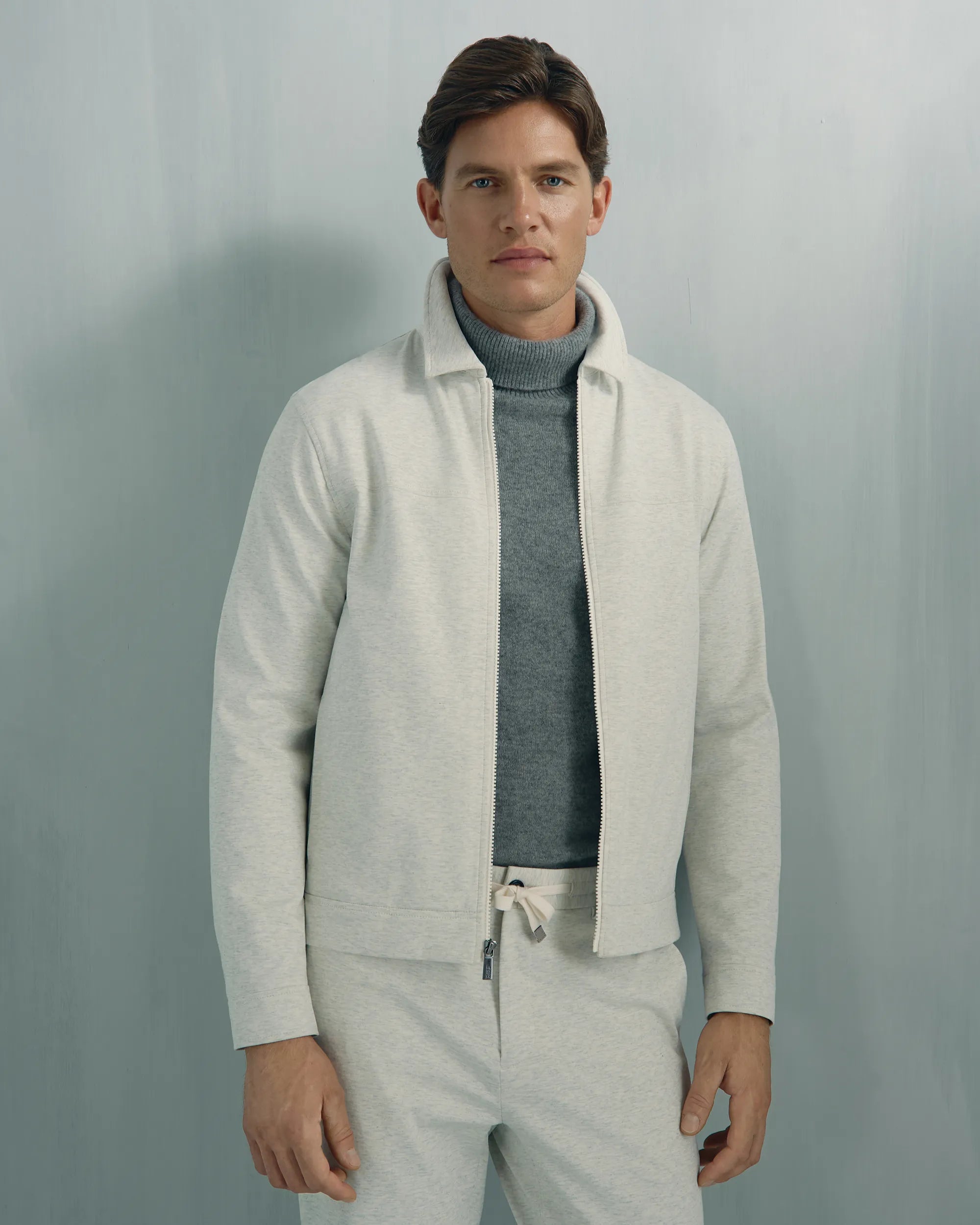 For general description, go to 'Main Product Description' region - Windsor Cotton Nylon Knit Jacket - Windsor Cotton Nylon Knit Jacket Melange Cream