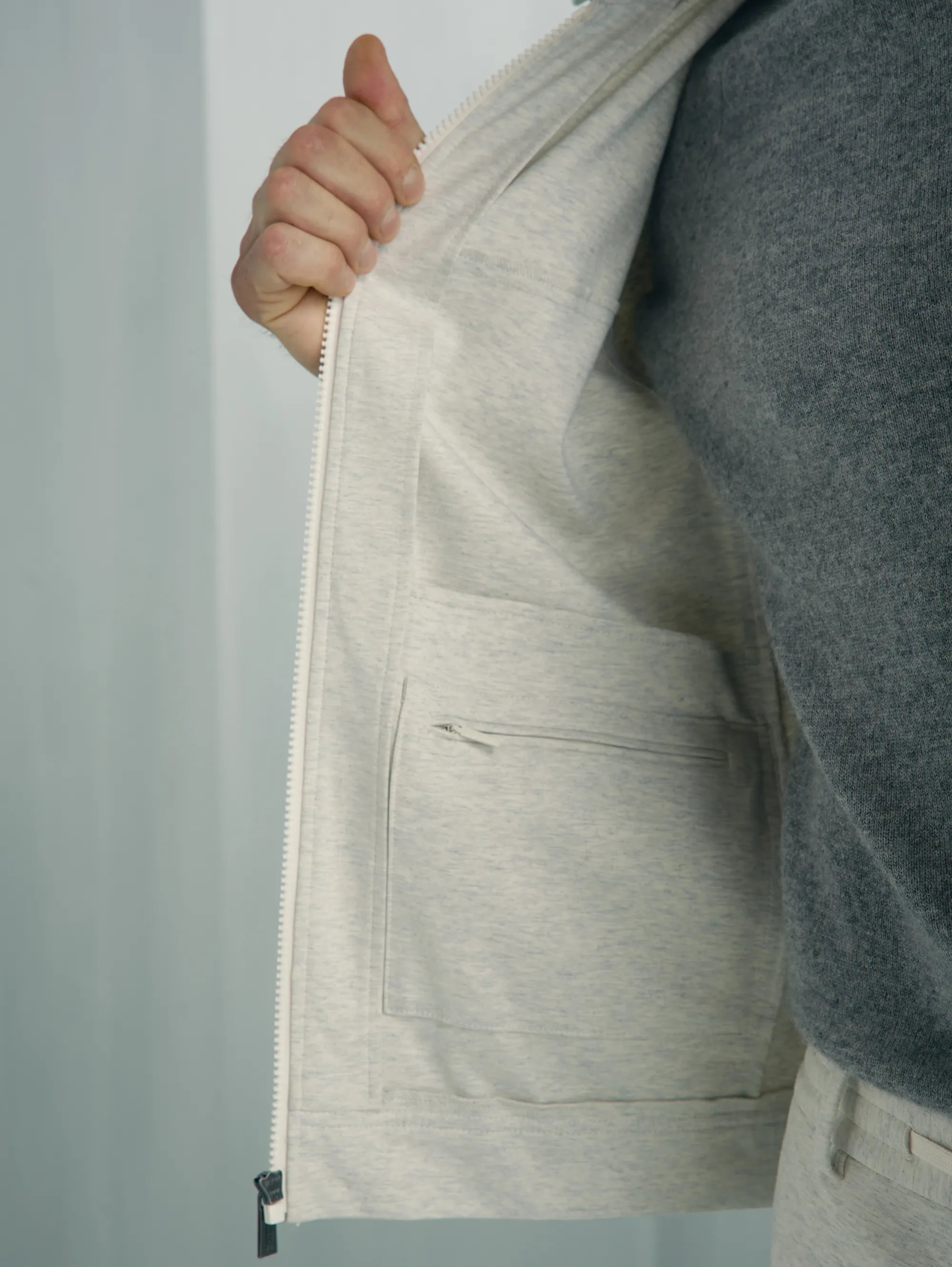 Windsor Cotton Nylon Knit Jacket - Windsor Cotton Nylon Knit Jacket Melange Cream