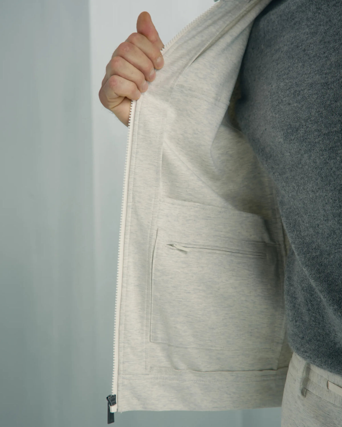Windsor Cotton Nylon Knit Jacket - Windsor Cotton Nylon Knit Jacket Melange Cream
