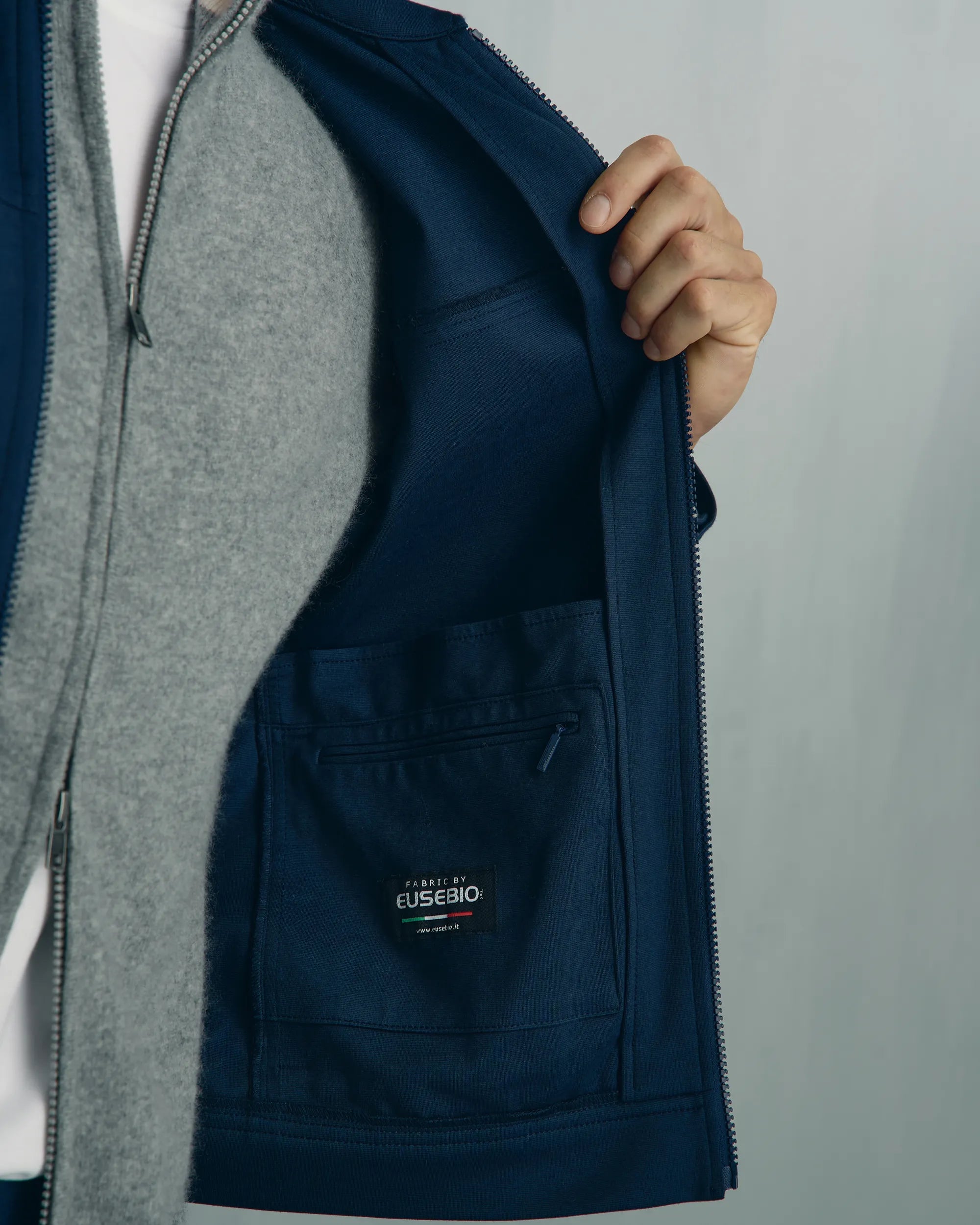 Windsor Cotton Nylon Knit Jacket - Windsor Cotton Nylon Knit Jacket Navy