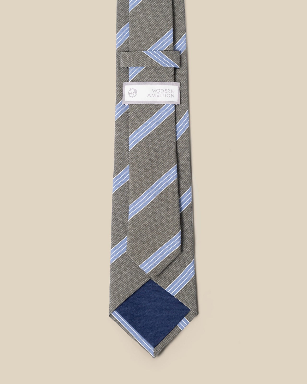 Silk Tie - Silk Tie Olive Bar Stripe