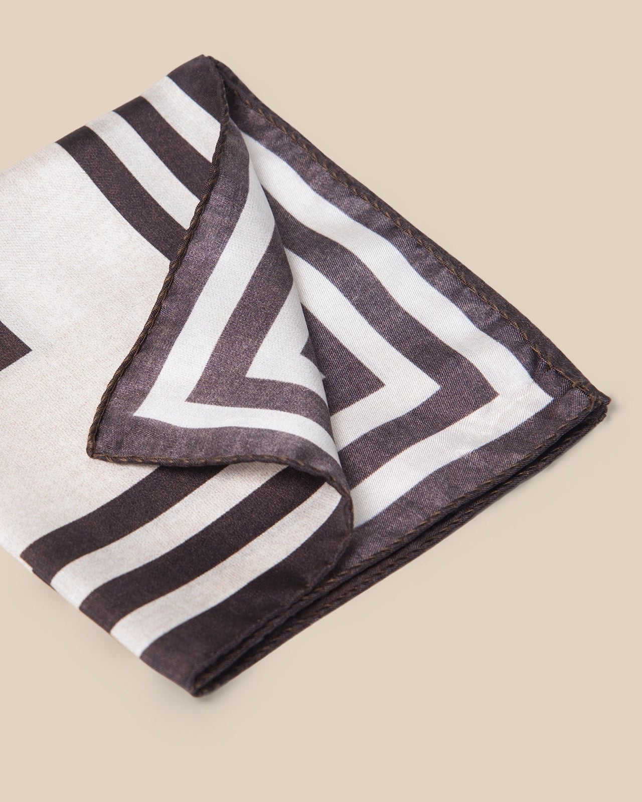 Silk Pocket Square - Silk Pocket Square Brown Isometric Square