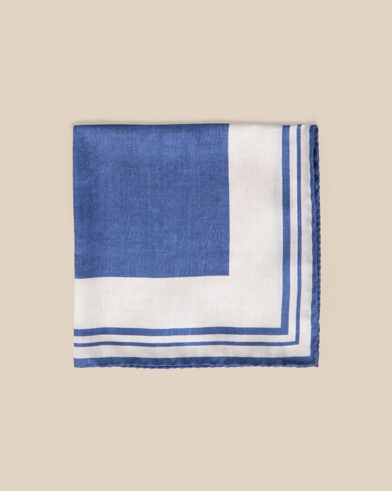 Silk Pocket Square - Silk Pocket Square Cerulean Geometric Split