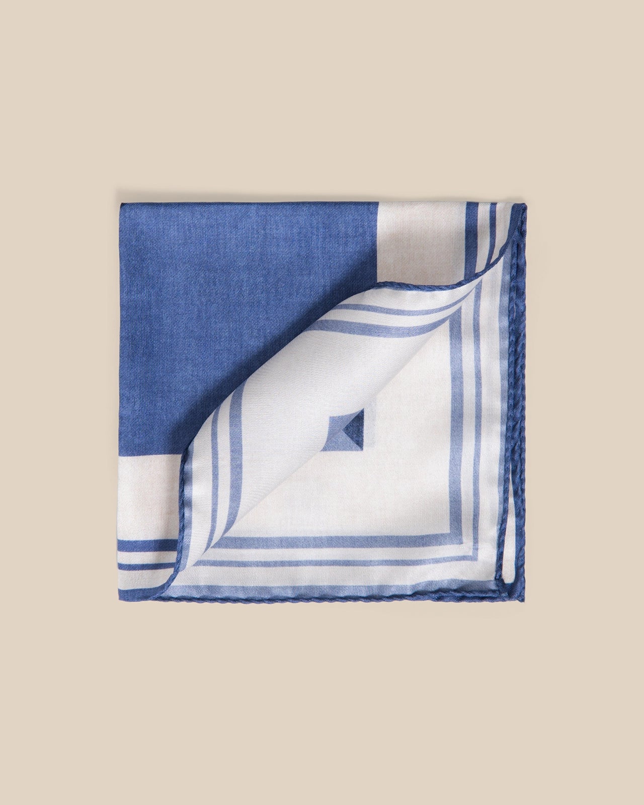 Silk Pocket Square - Silk Pocket Square Cerulean Geometric Split